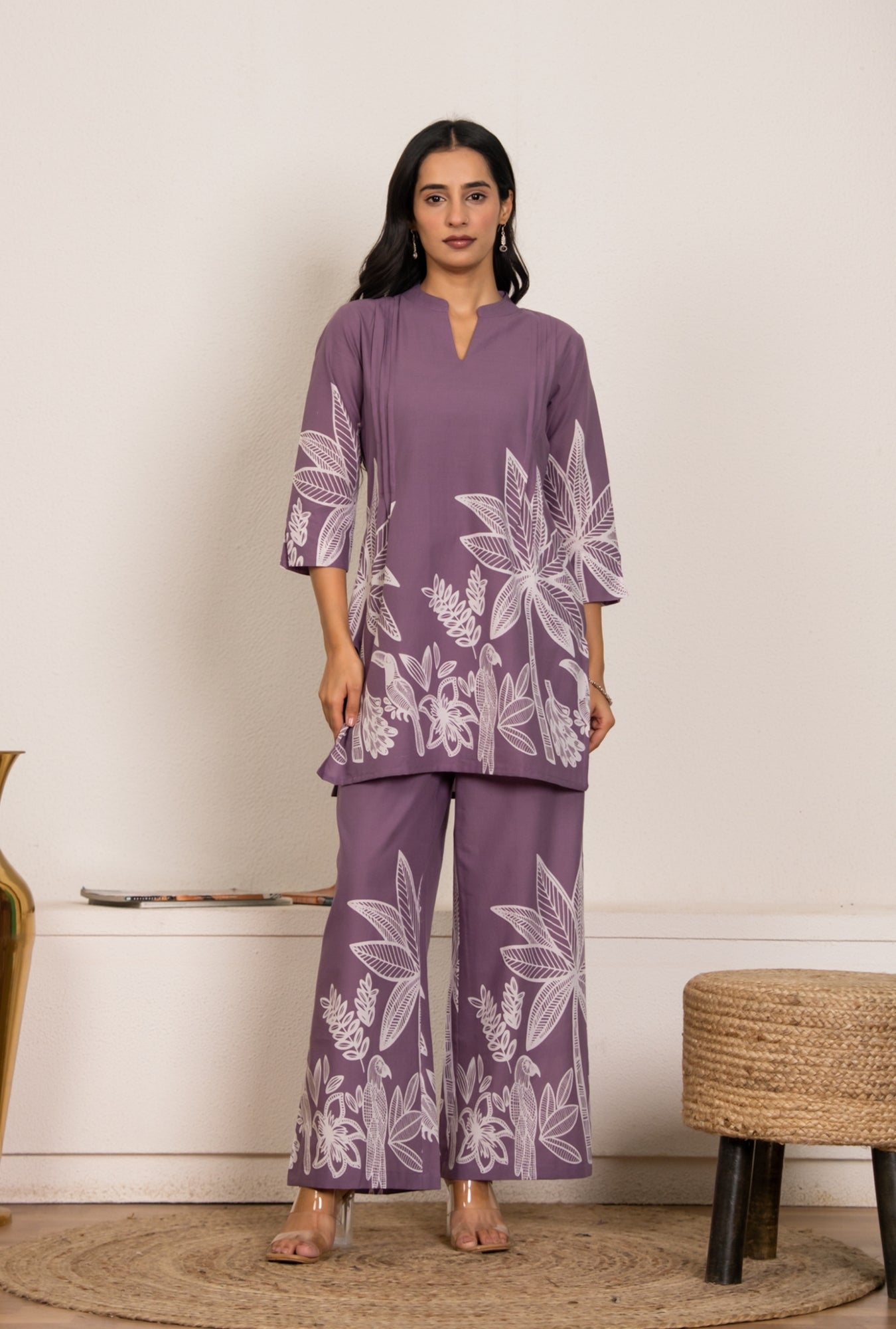 Pastel Splash Purple Printed Cotton Co-ords Set