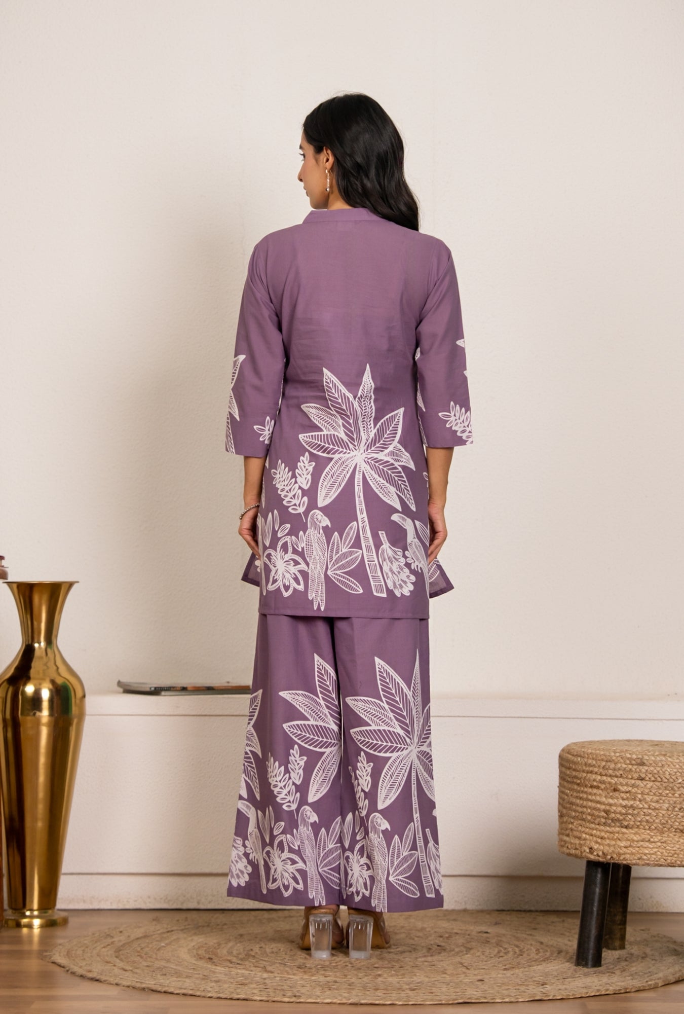 Pastel Splash Purple Printed Cotton Co-ords Set