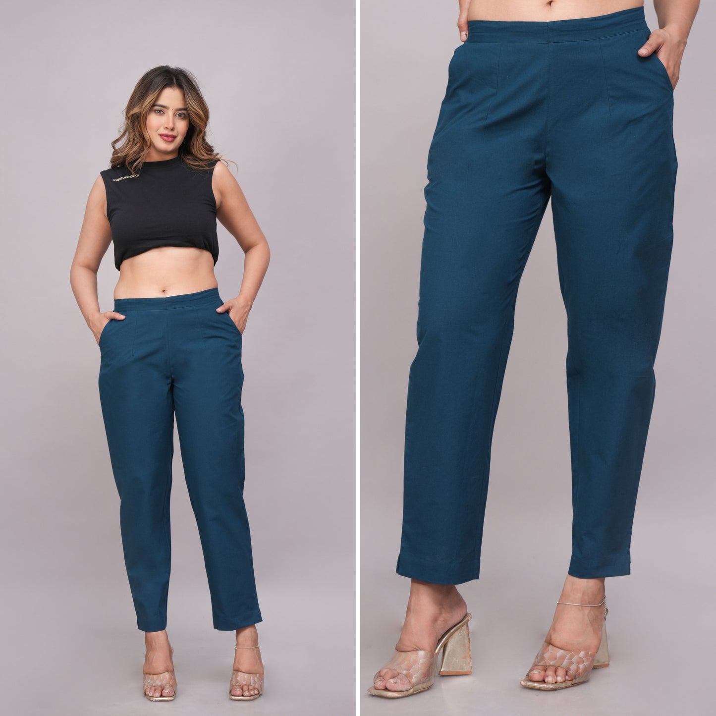 Straight Fit Teal Cotton Pant – Easy & Breathable Comfort