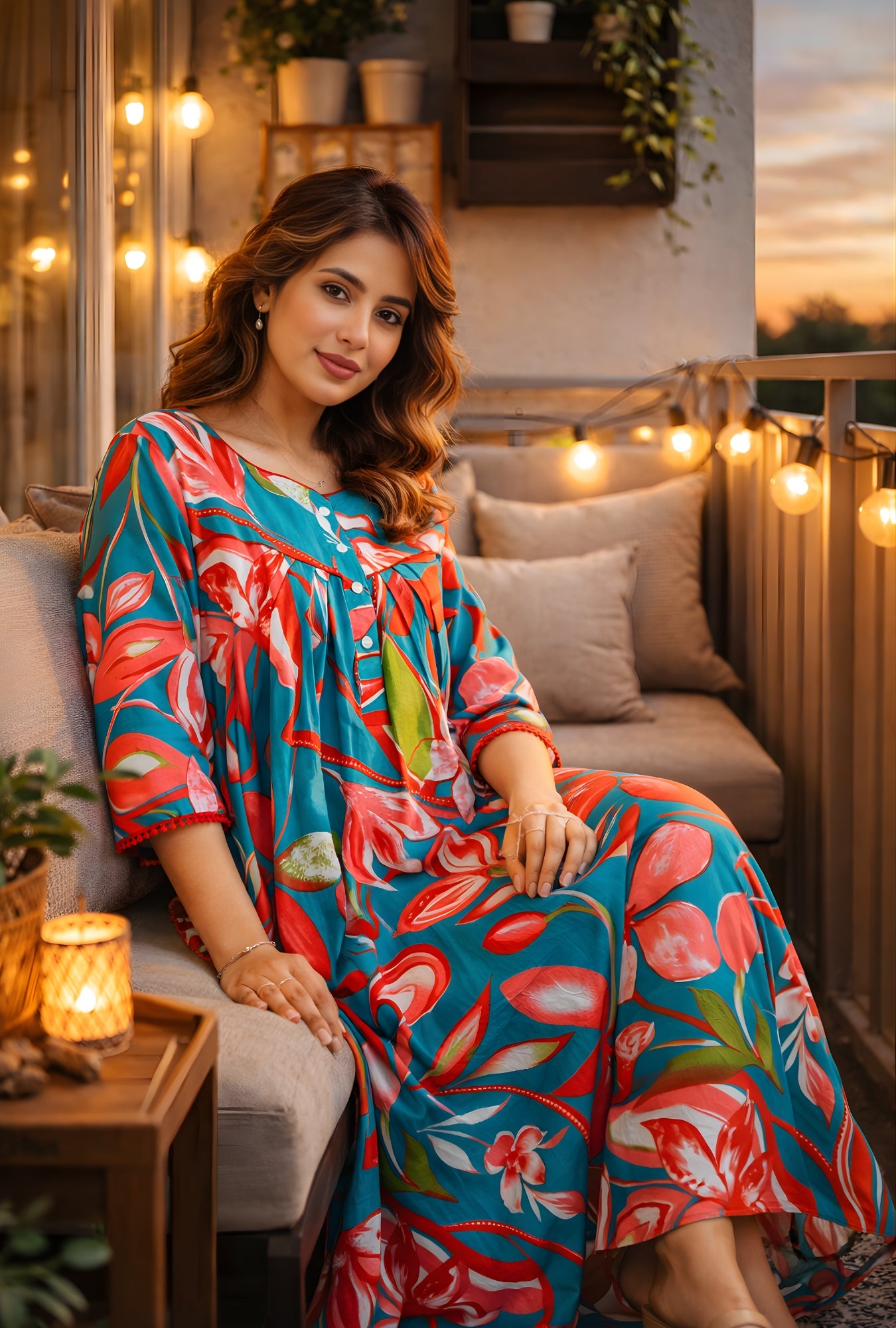 Tropical Breeze Floral Cotton Night Gown