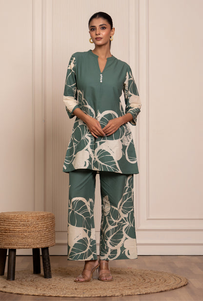 Mild Match Olive Printed Cotton Co-ords Set