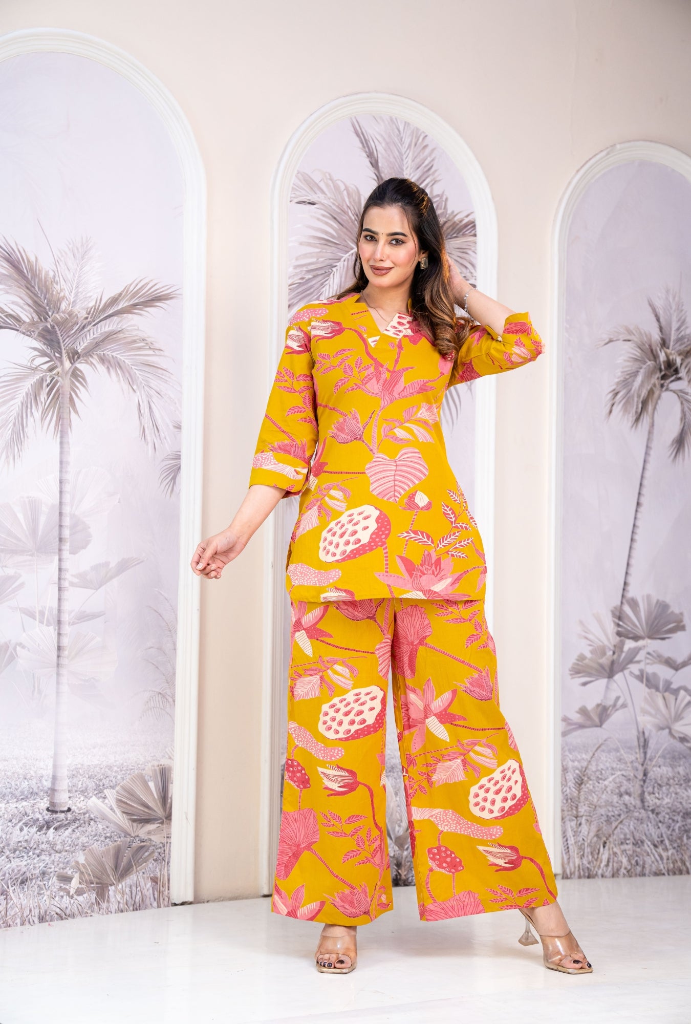 Mustard Spark Printed Cotton Co-ords Set