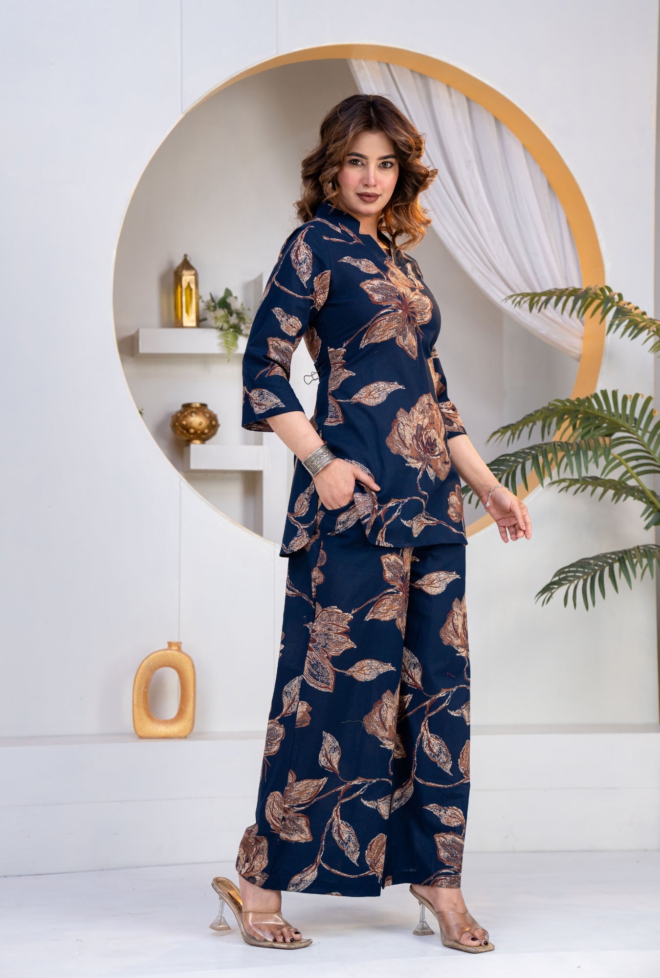 Botanic Muse Navy Printed Cotton Co-ords Set
