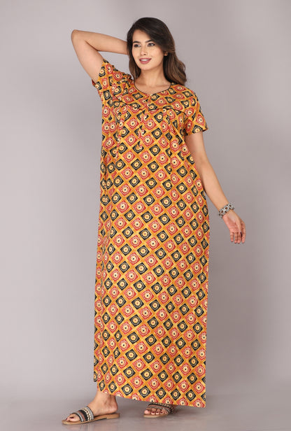 Meenakari Rust Cotton Printed Nightwear Gowns