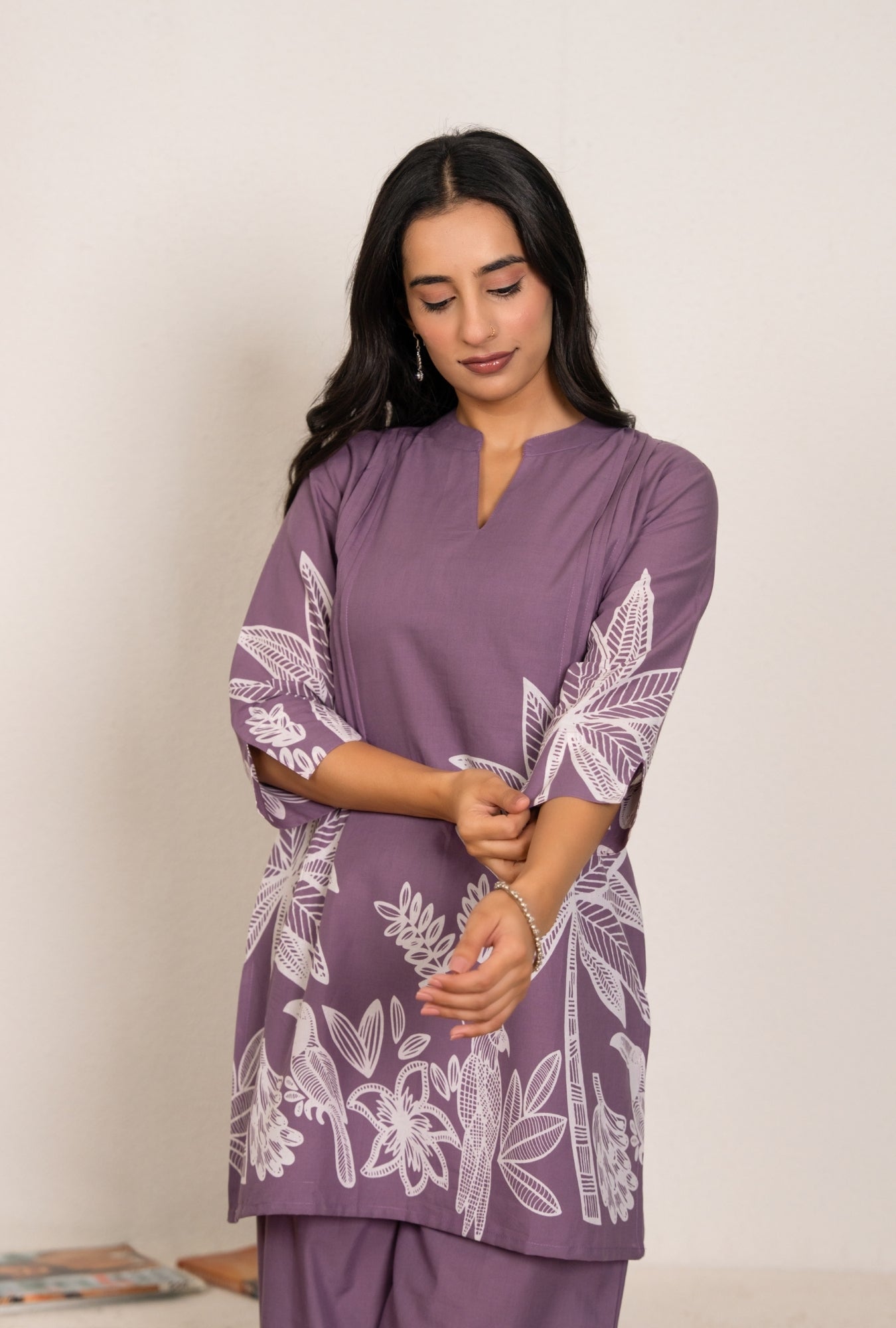 Pastel Splash Purple Printed Cotton Co-ords Set