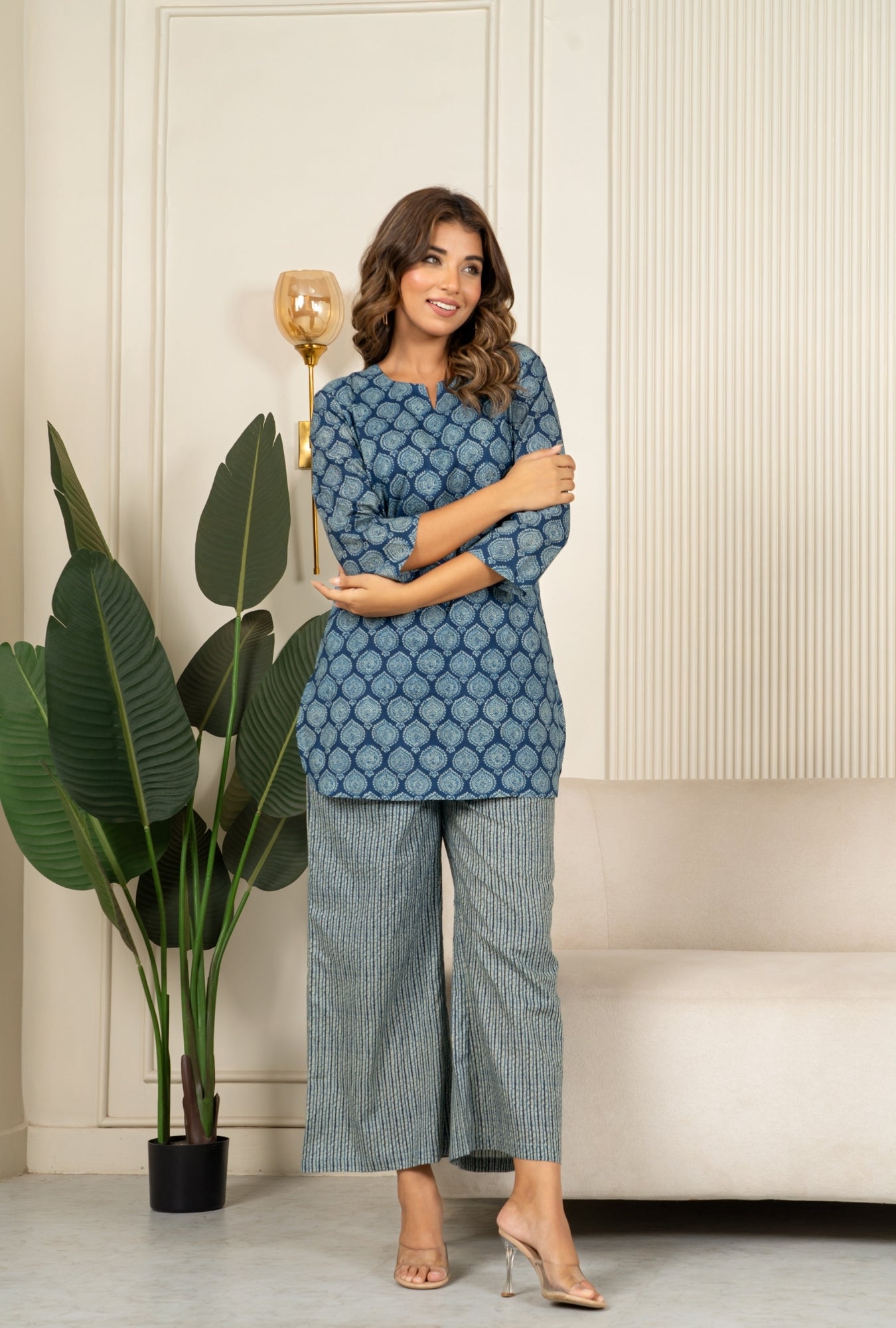 Indigo Ajrakh Buta Blue Cotton Loungewear set