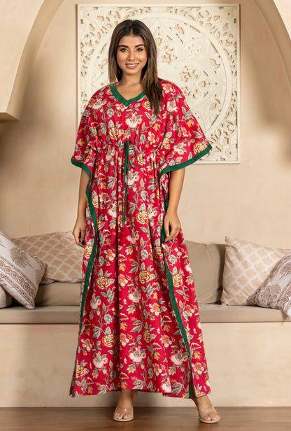 Sapphire Pink Printed Cotton Loungewear Kaftan