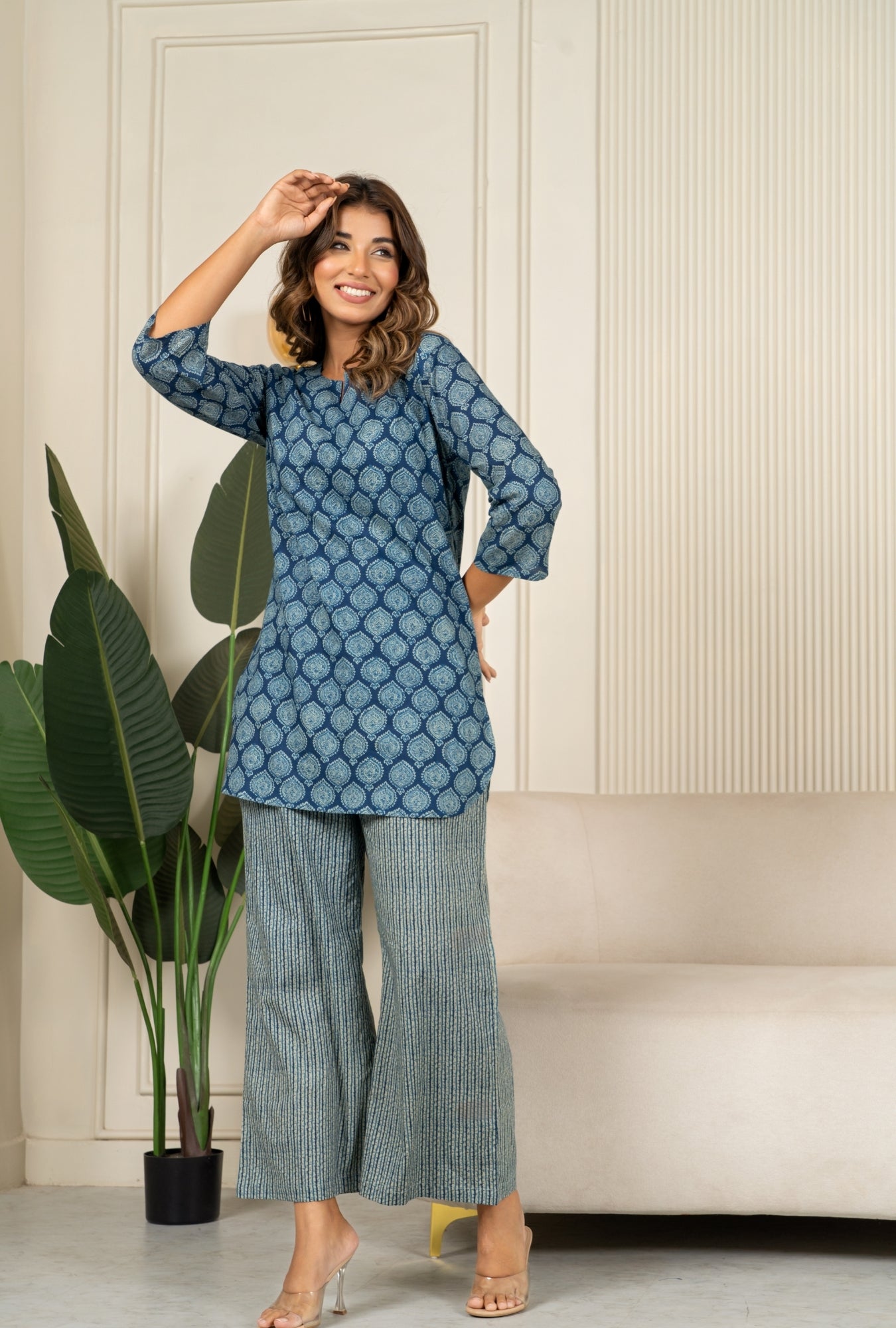 Indigo Ajrakh Buta Blue Cotton Loungewear set