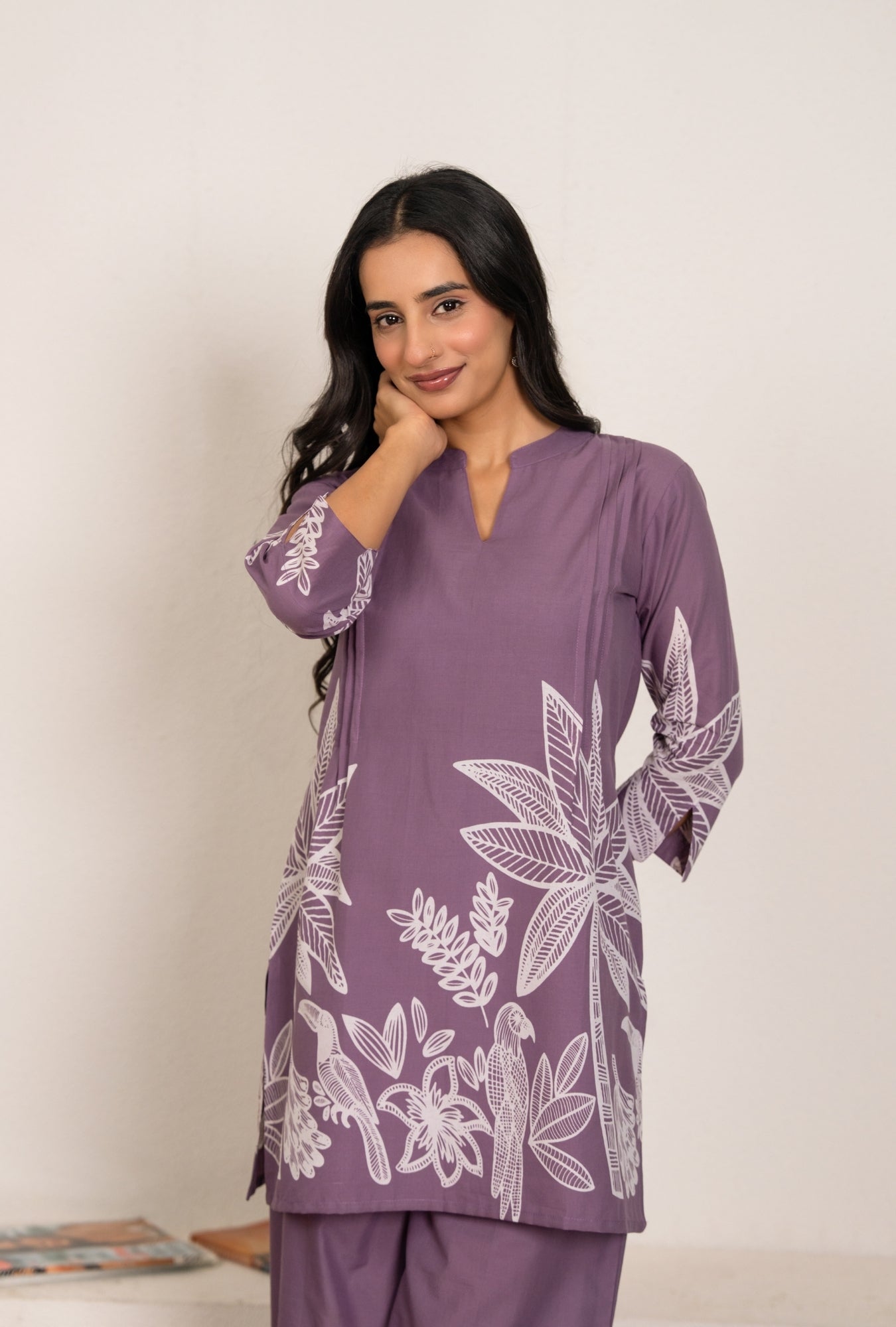 Pastel Splash Purple Printed Cotton Co-ords Set