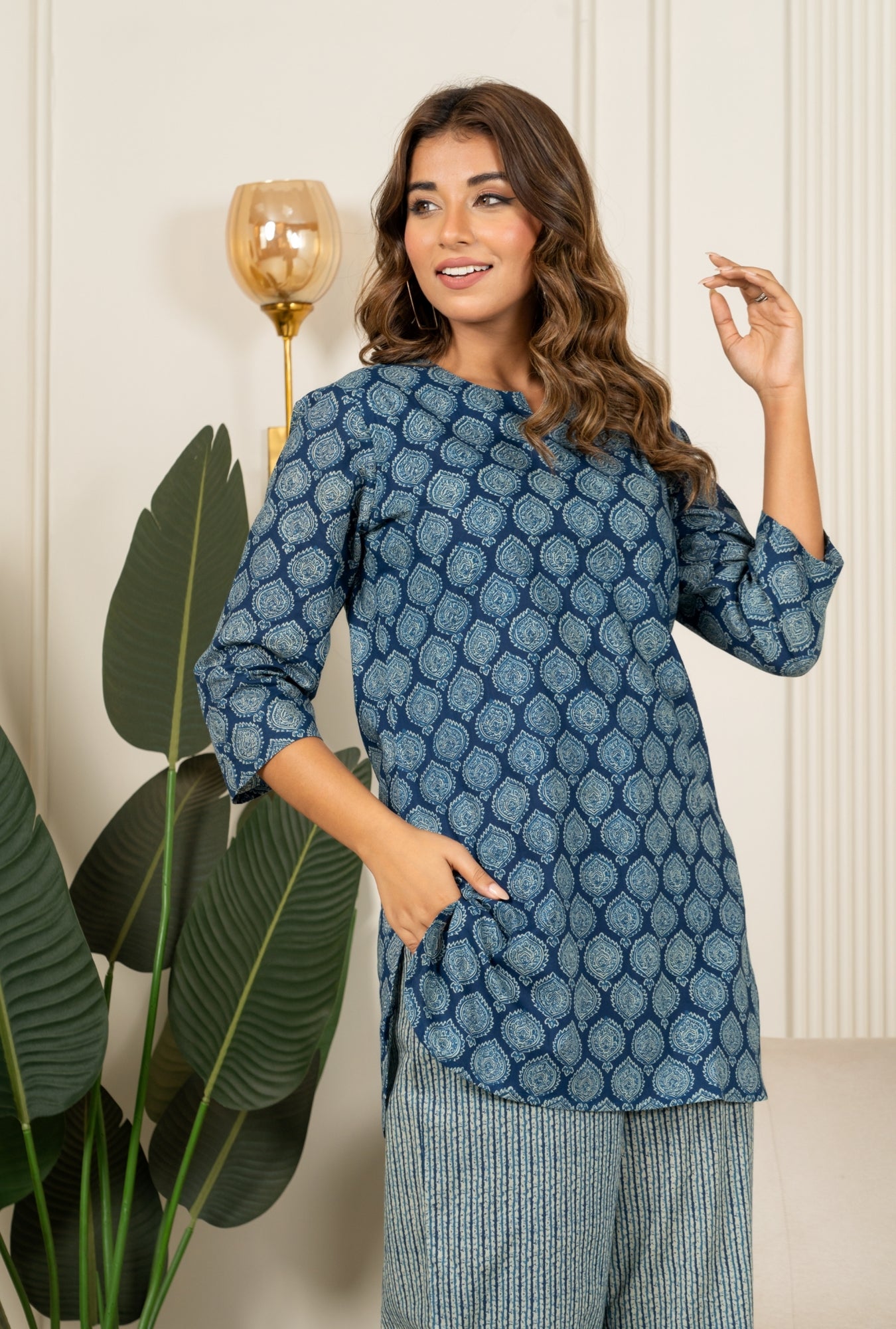 Indigo Ajrakh Buta Blue Cotton Loungewear set