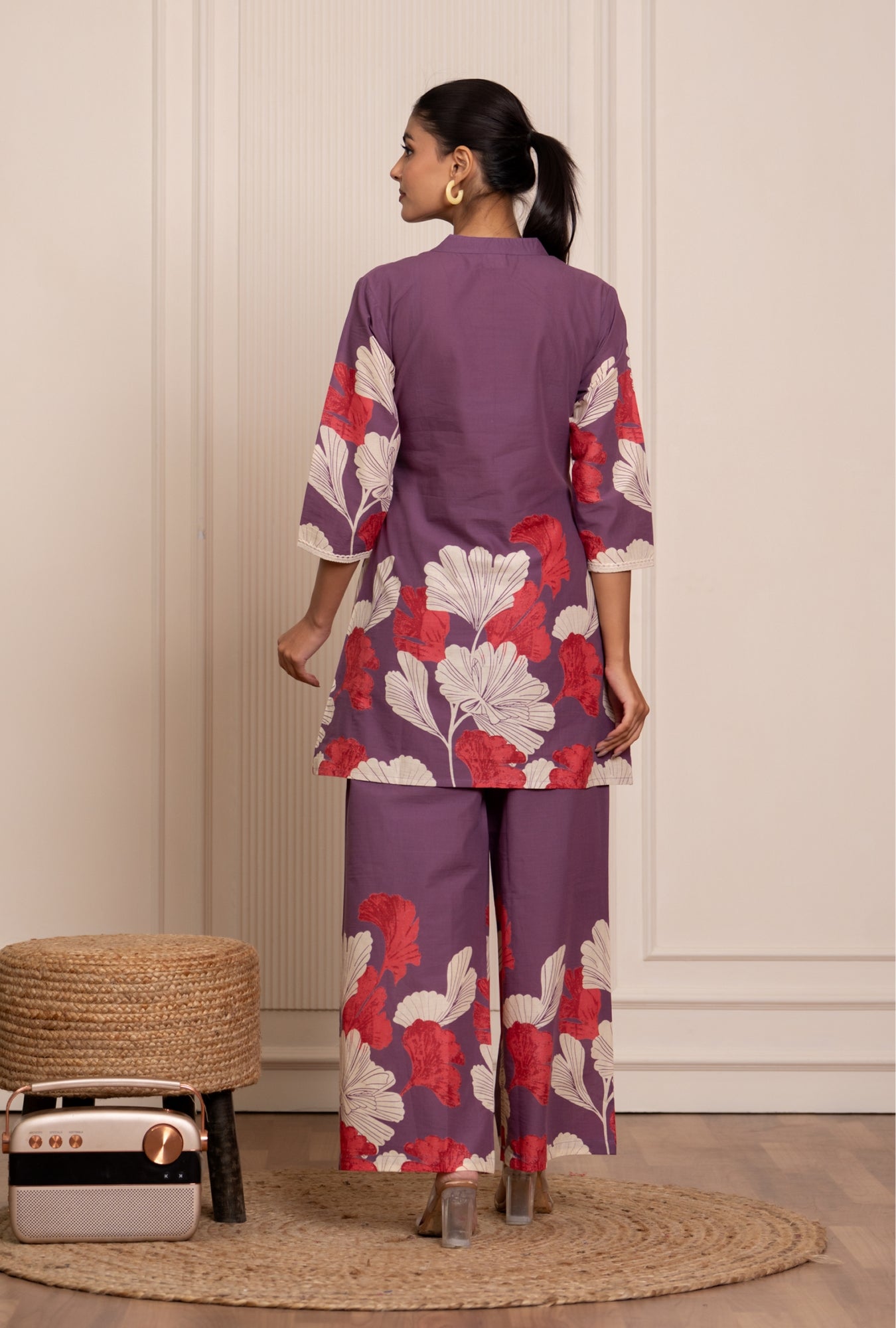 Flora Mist Purple Printed Cotton Co-ords Set