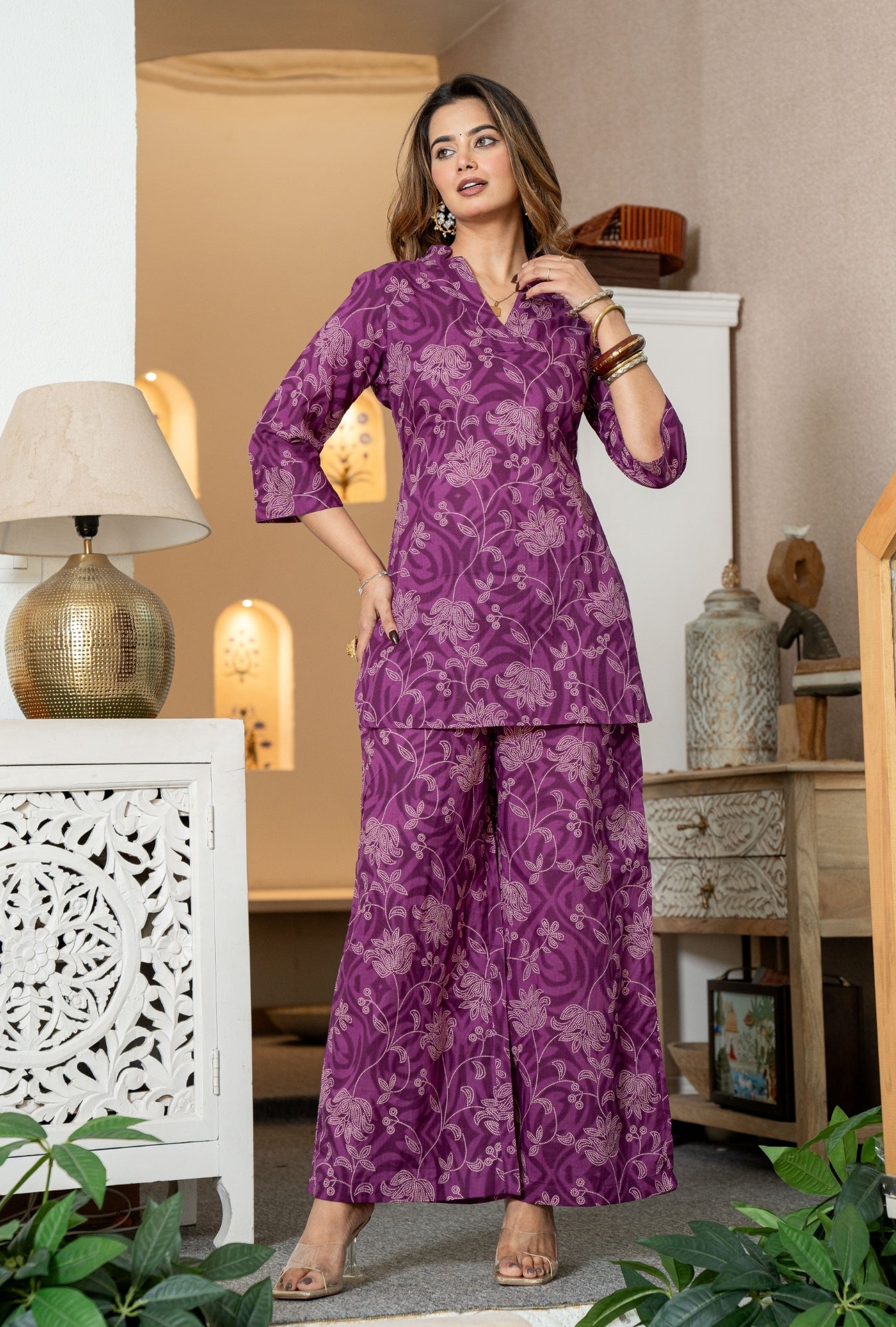 Desert Bloom Magenta Printed Cotton Co-ords Set