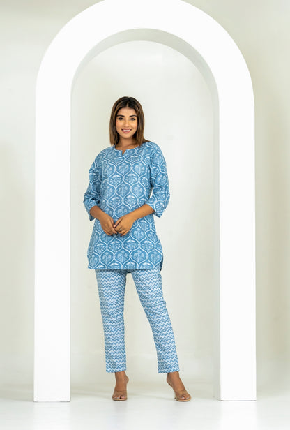 Flora Nook Grey Cotton Loungewear set