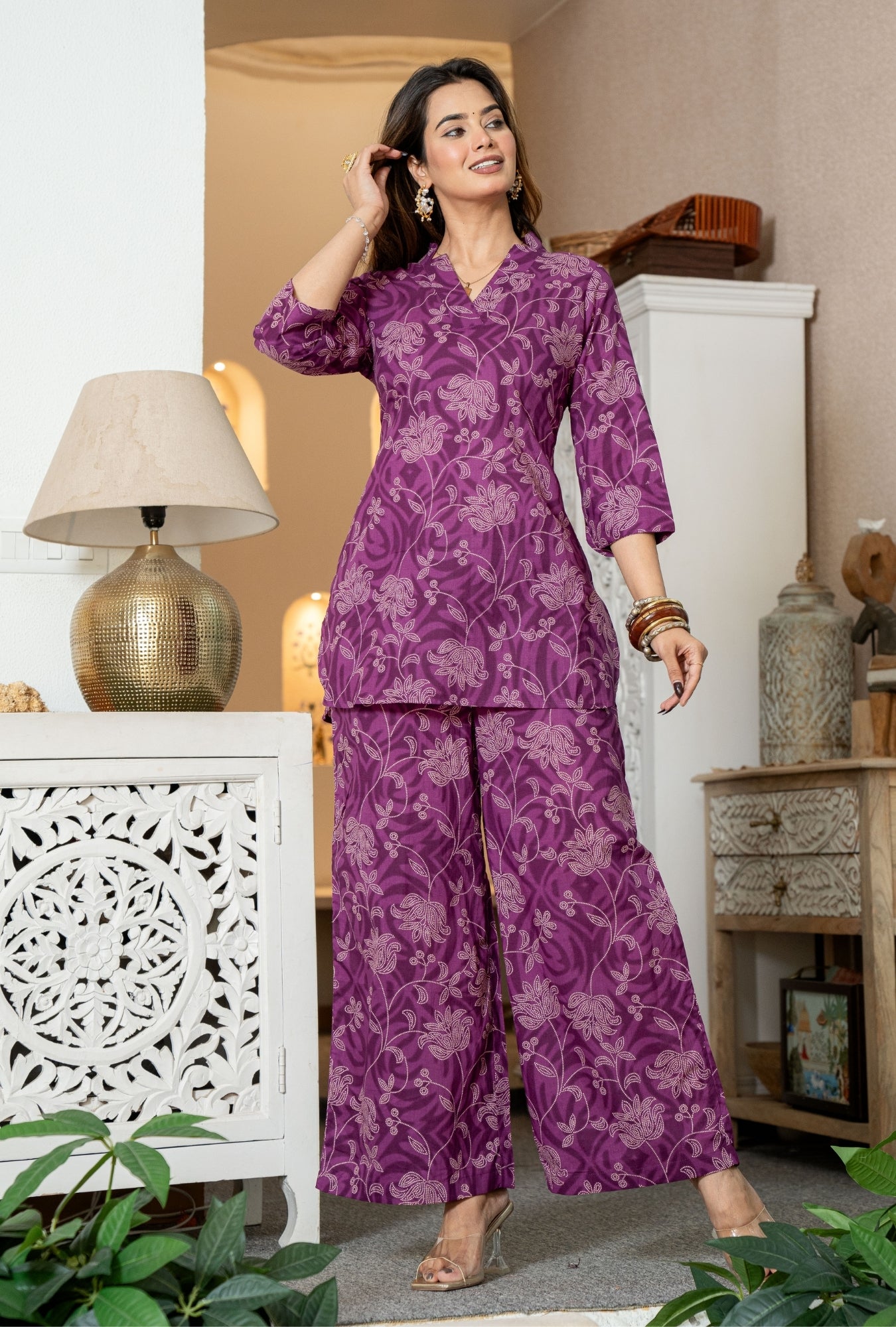 Desert Bloom Magenta Printed Cotton Co-ords Set