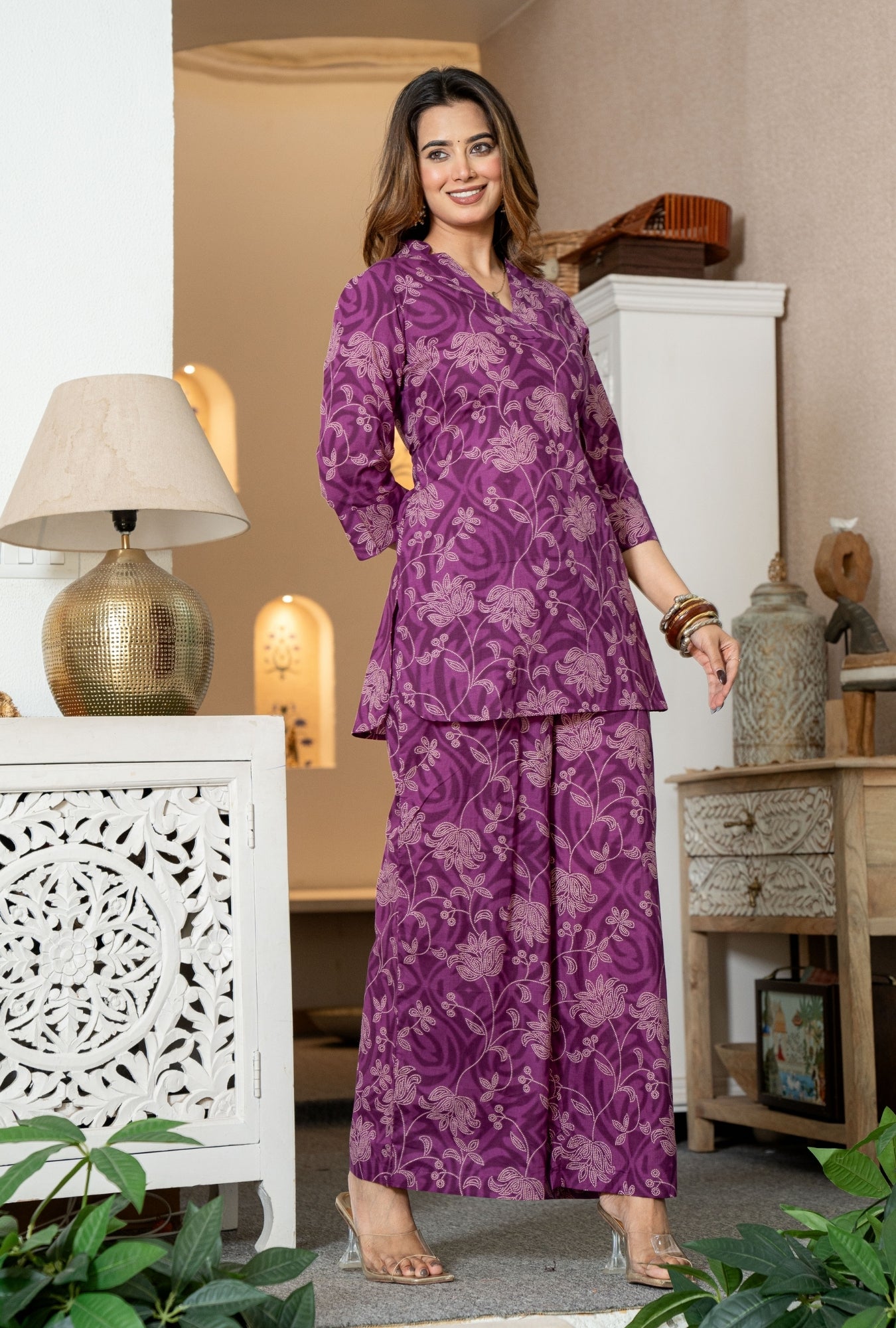 Desert Bloom Magenta Printed Cotton Co-ords Set