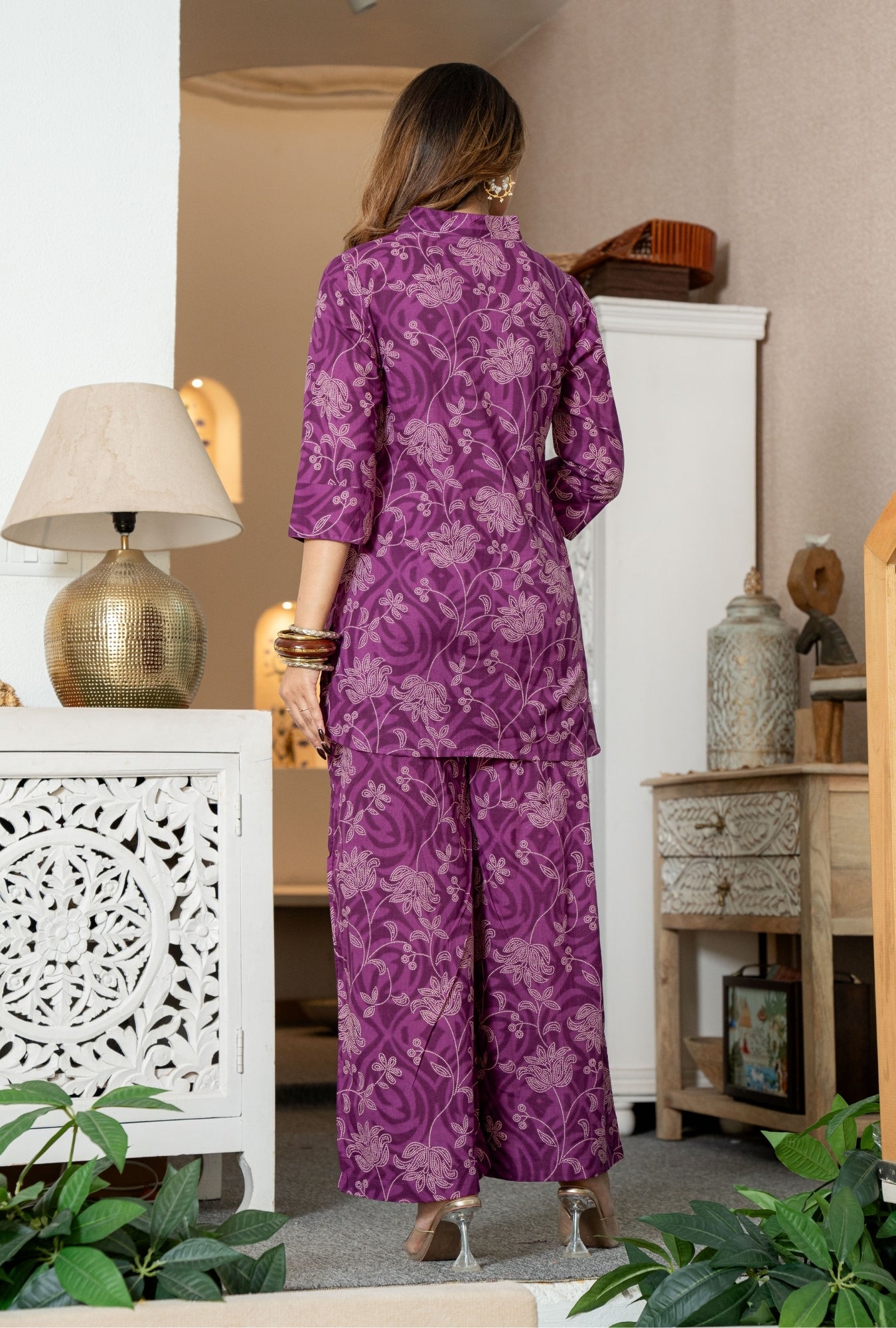 Desert Bloom Magenta Printed Cotton Co-ords Set