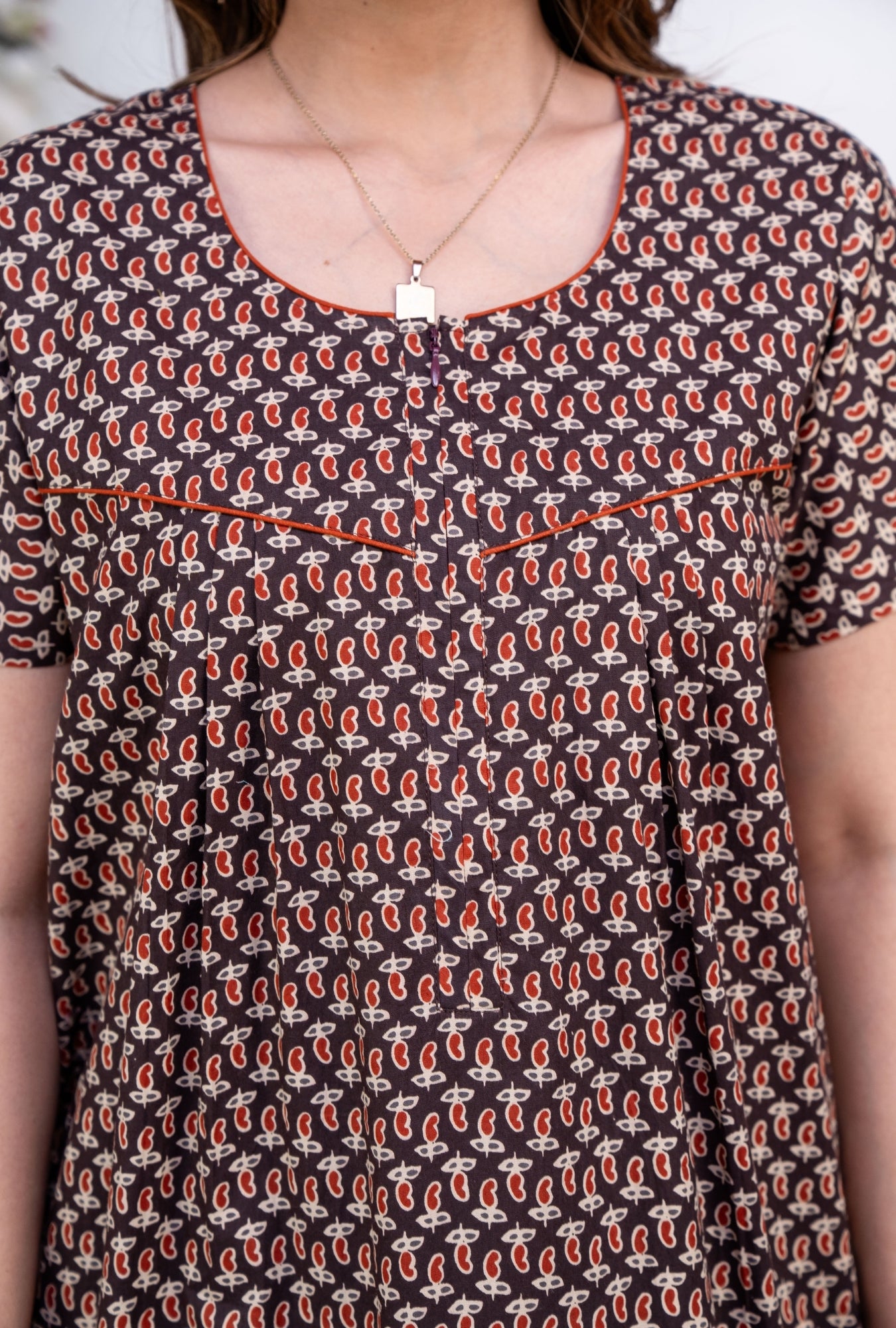 Mango Buti Coffee Cotton Printed Nightwear Gowns