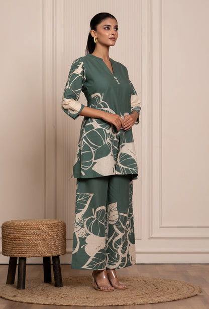 Mild Match Olive Printed Cotton Co-ords Set