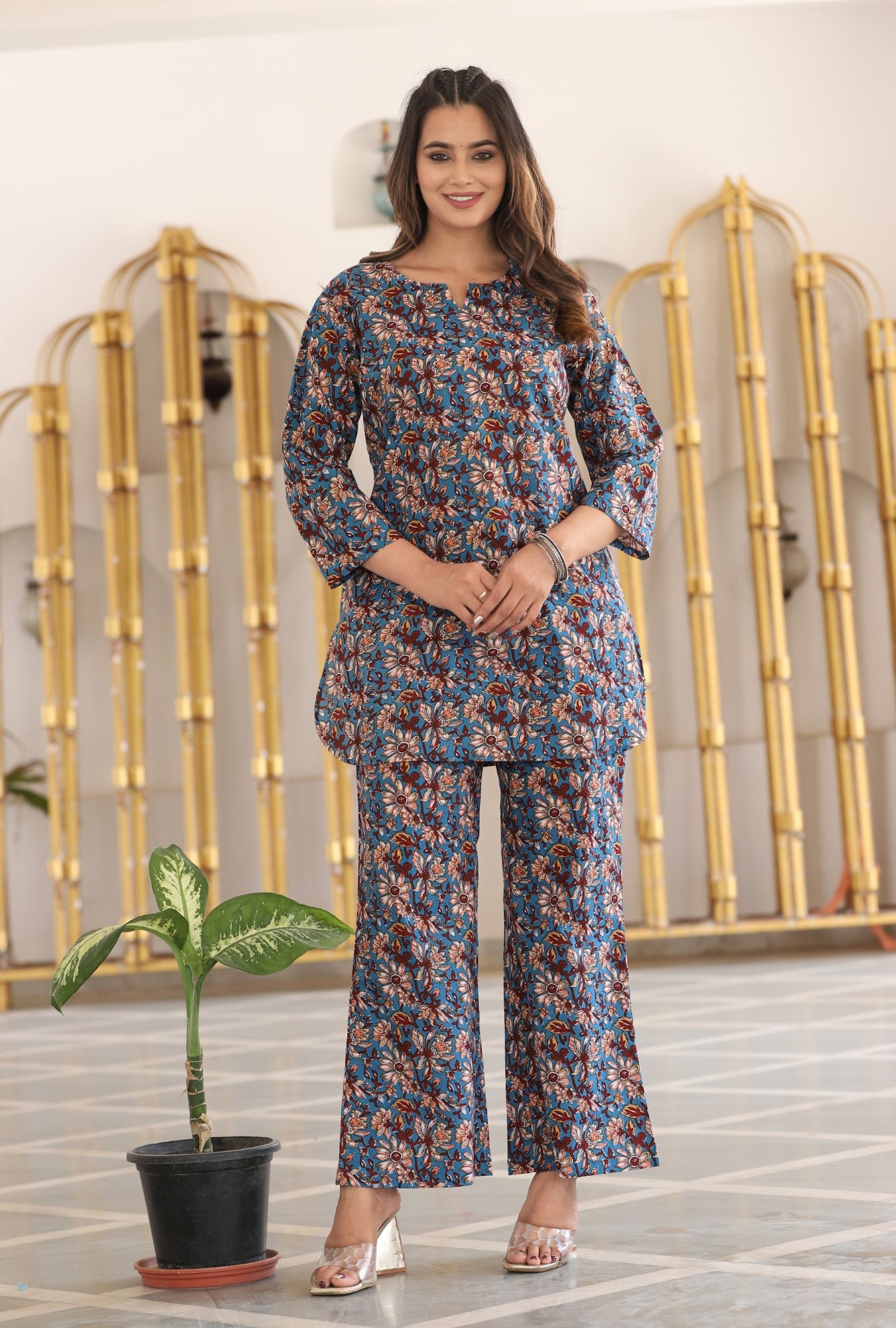 Azure Blue Cotton Loungewear Set