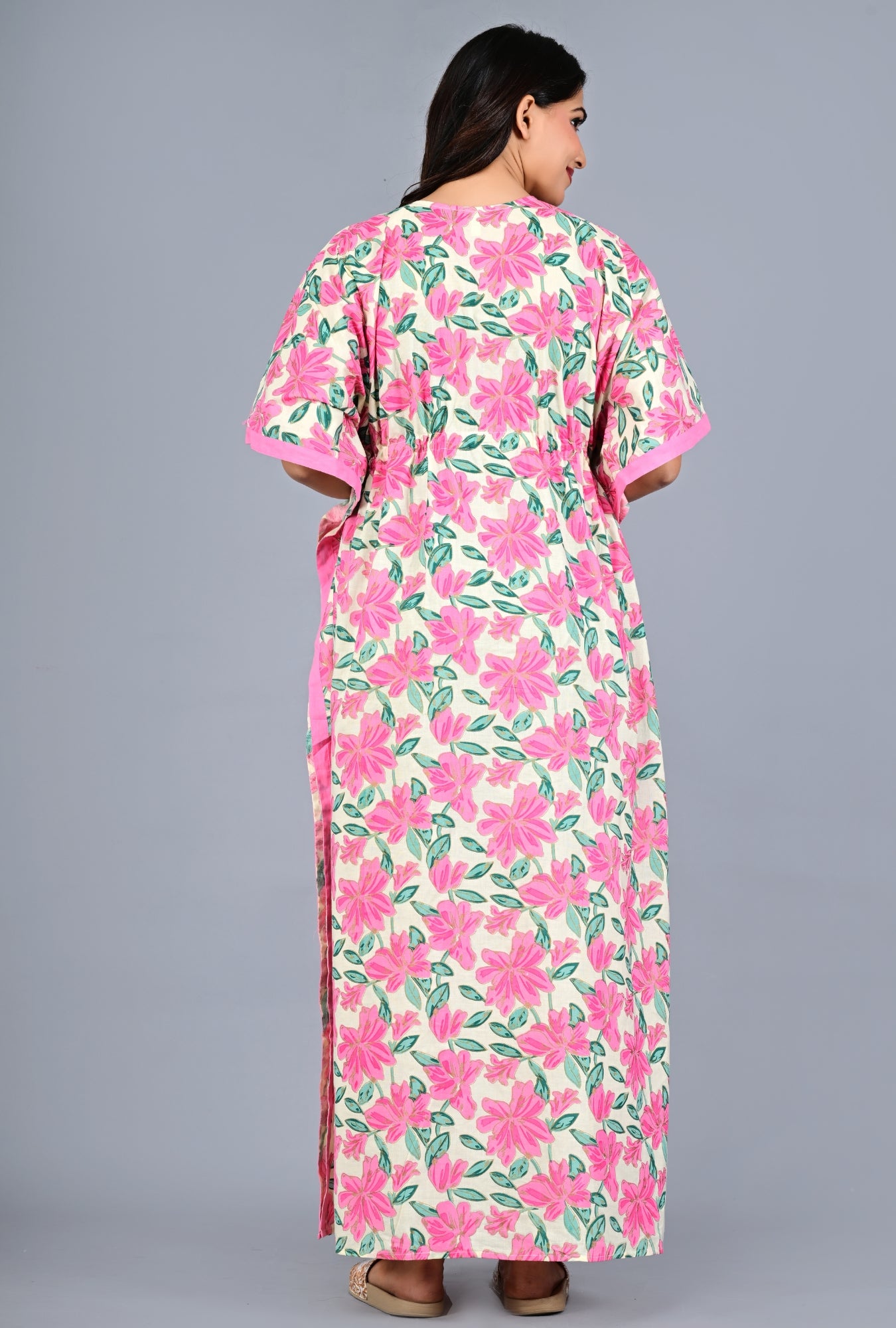 Bold Flower Loungewear Cotton Kaftan