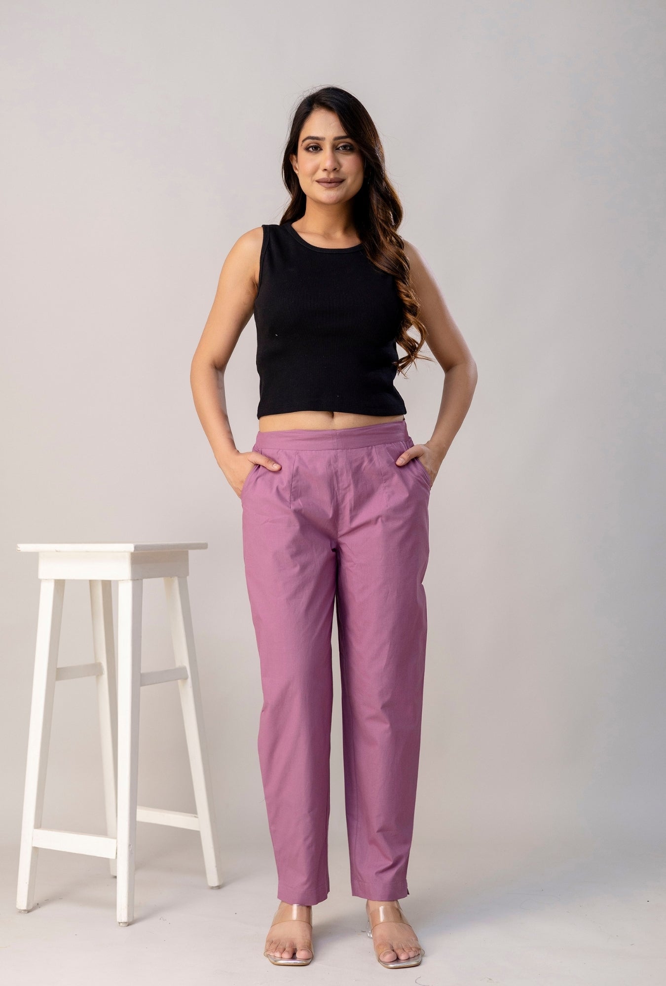 Velvet Purple Everyday Comfort Cotton Pants