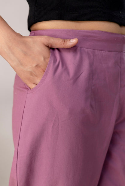 Velvet Purple Everyday Comfort Cotton Pants