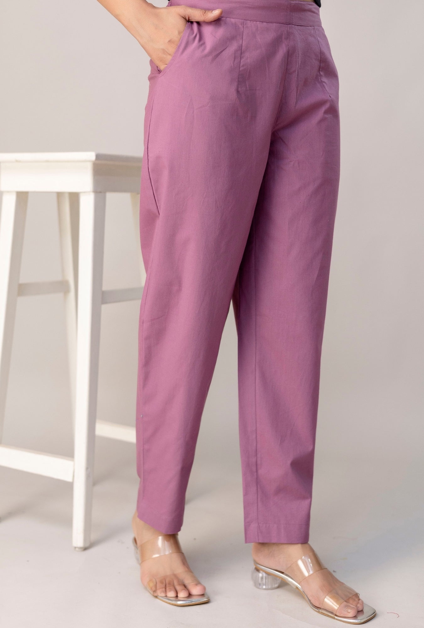 Velvet Purple Everyday Comfort Cotton Pants