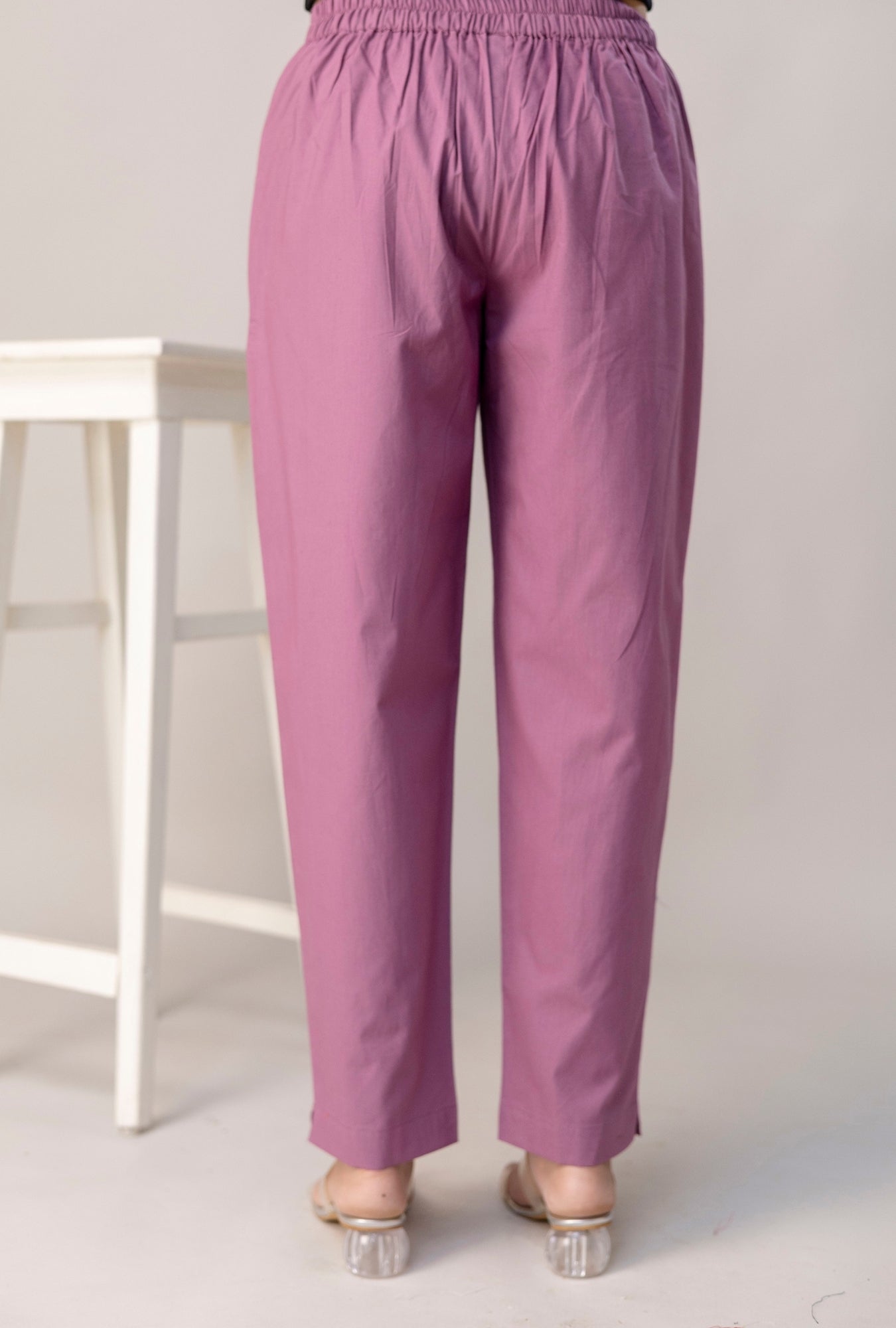 Velvet Purple Everyday Comfort Cotton Pants
