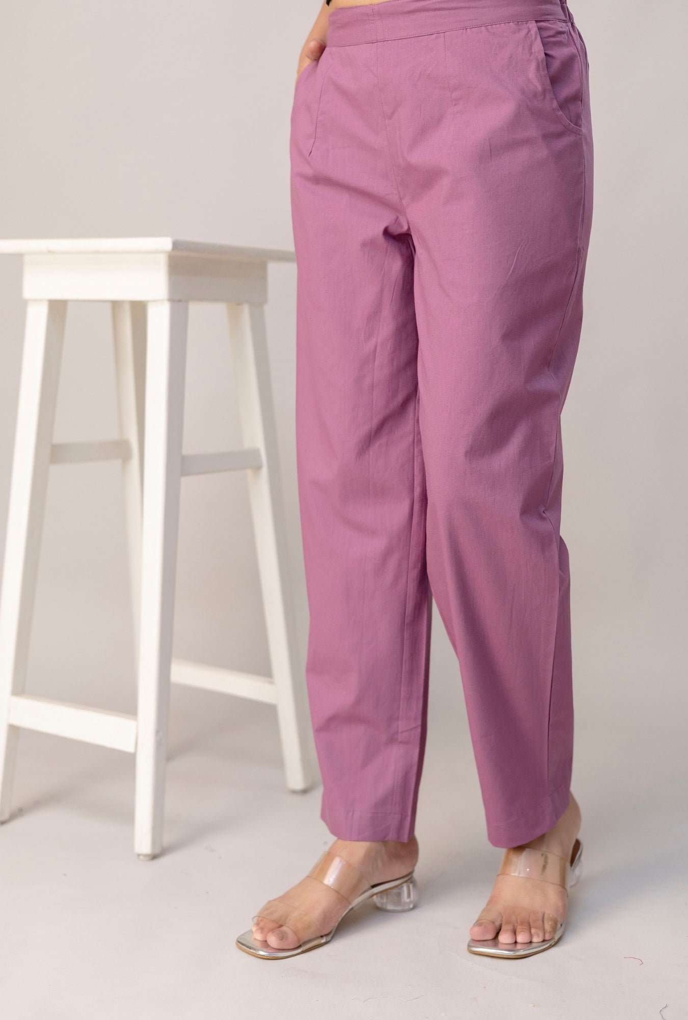 Velvet Purple Everyday Comfort Cotton Pants