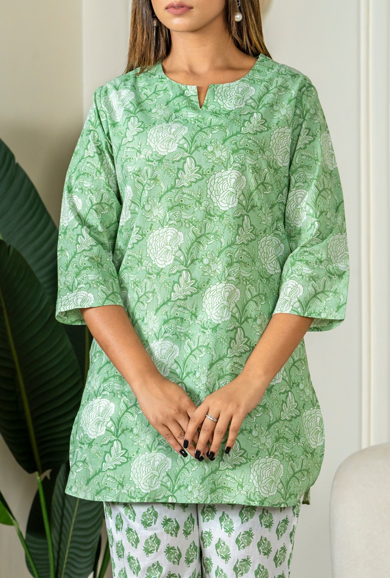 Scarlet Bloom Mint Cotton Loungewear set