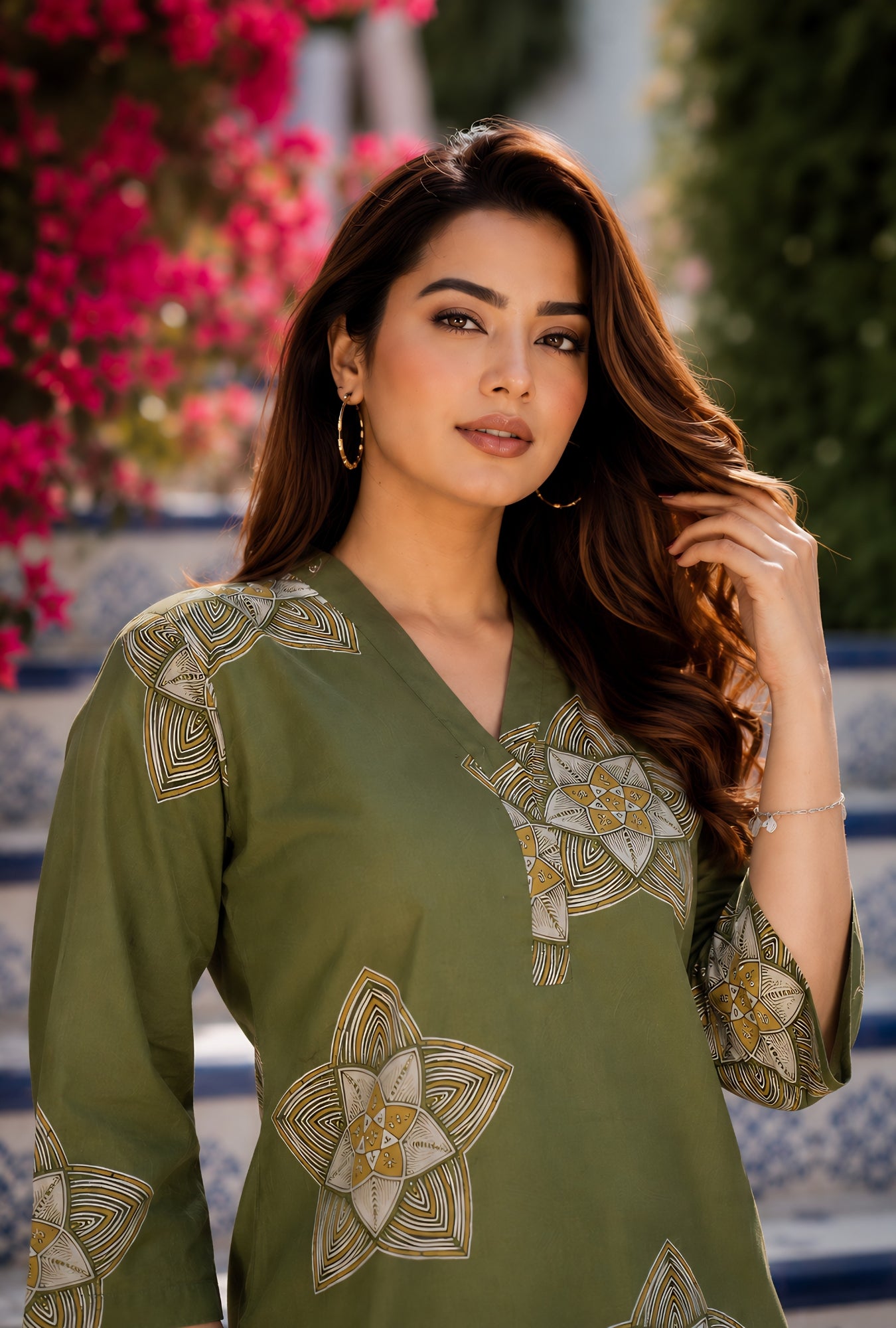 Royal Orbit Olive Cotton Co-ord Set