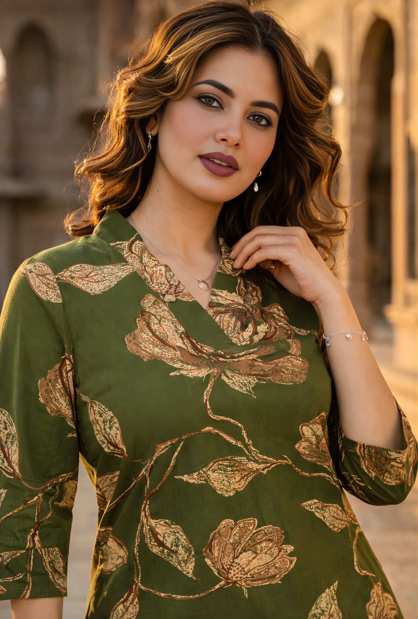 Botanic Muse Oilive Printed Cotton Co-ords Set