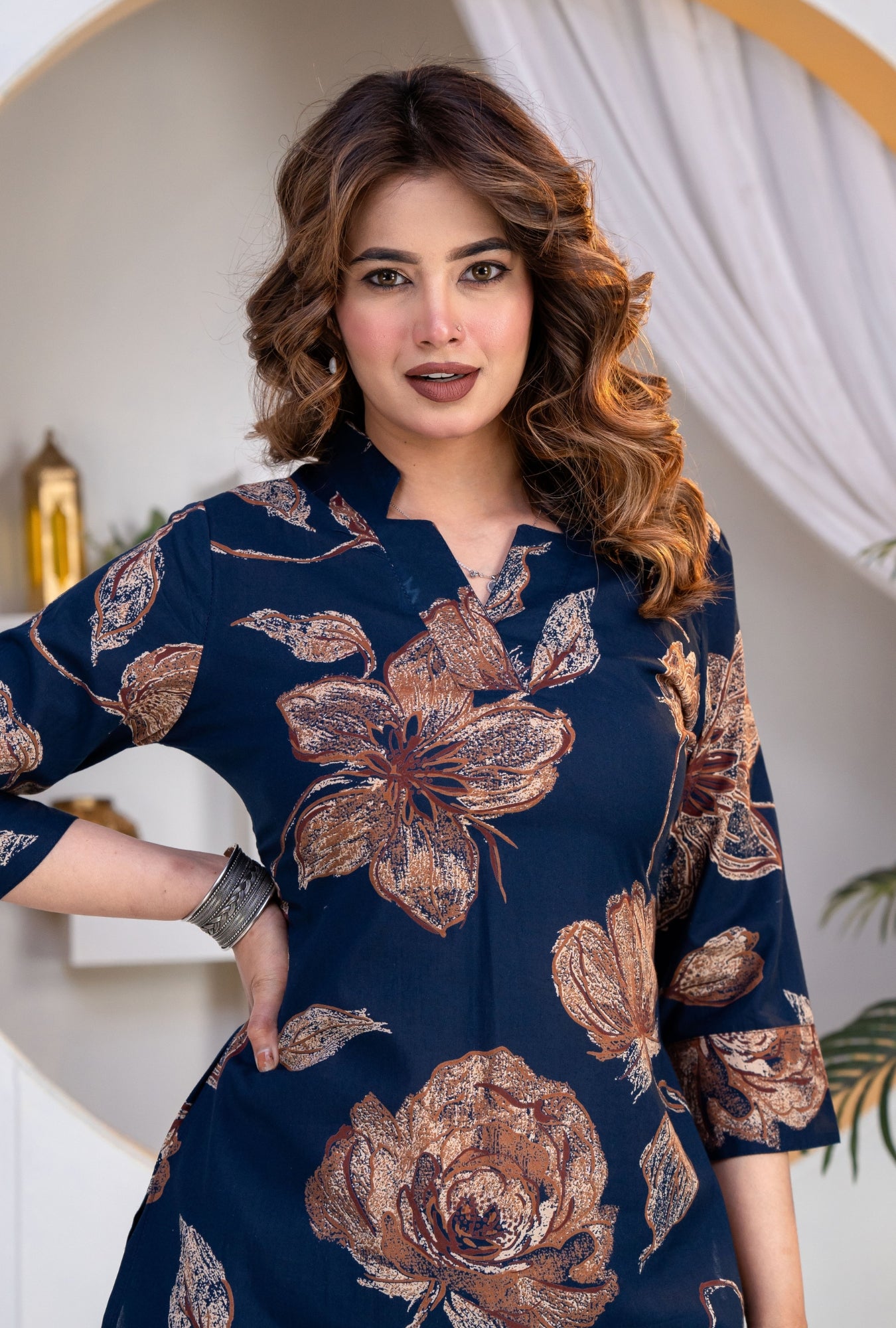 Botanic Muse Navy Printed Cotton Co-ords Set