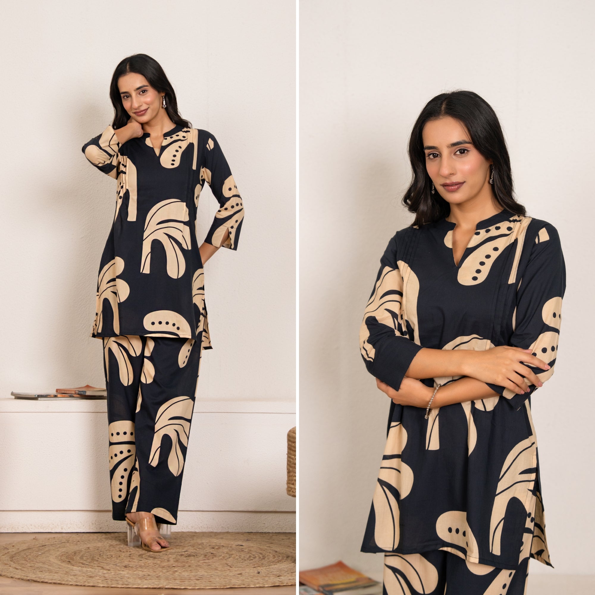Bold Edge Navy Blue Printed Cotton Co-ords Set