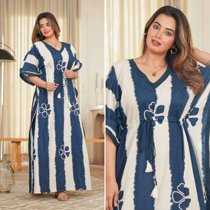 Dream Tie Dye Blue Loungewear Cotton Kaftan