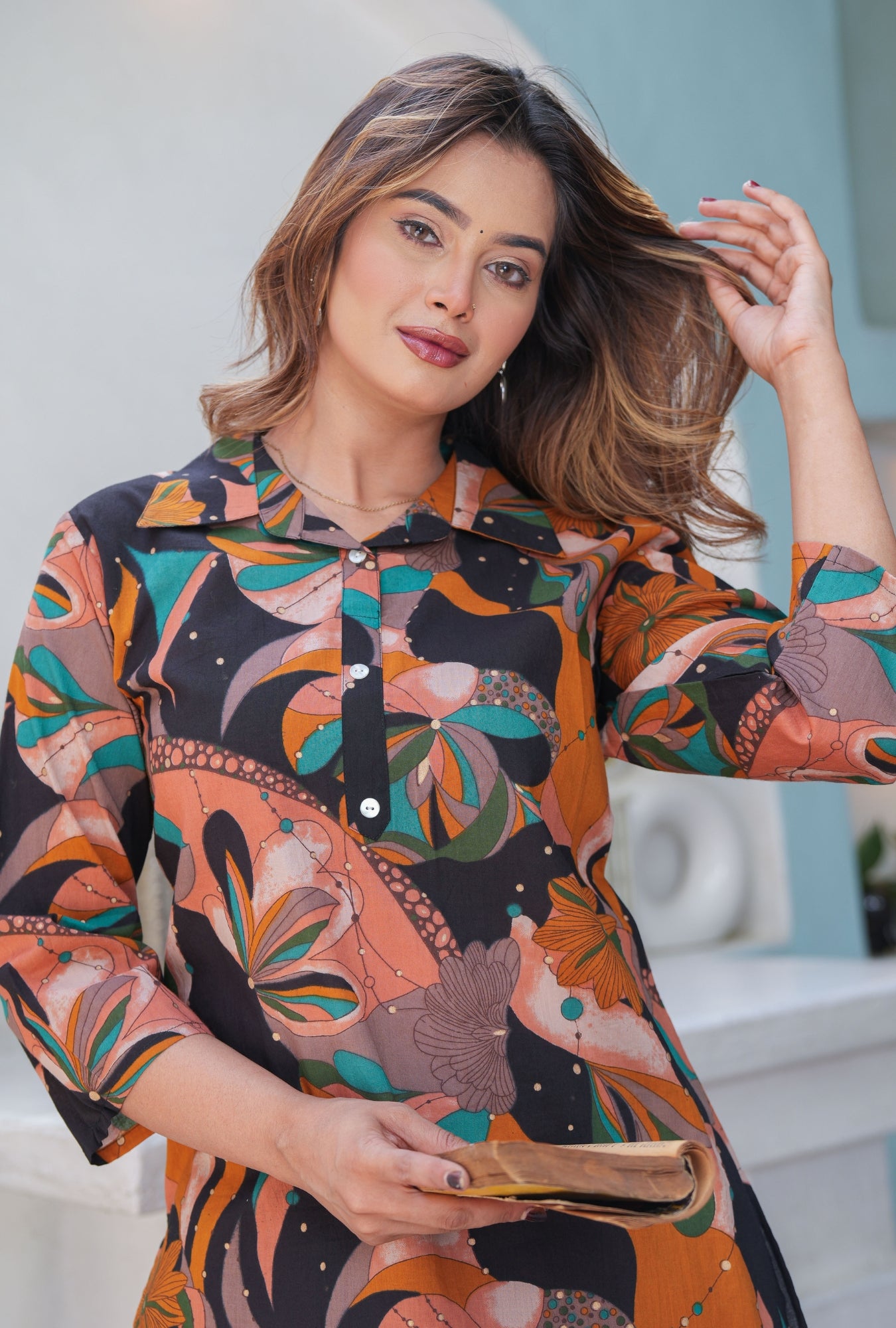 Polygona Black Cotton Loungewear Co-ords Set