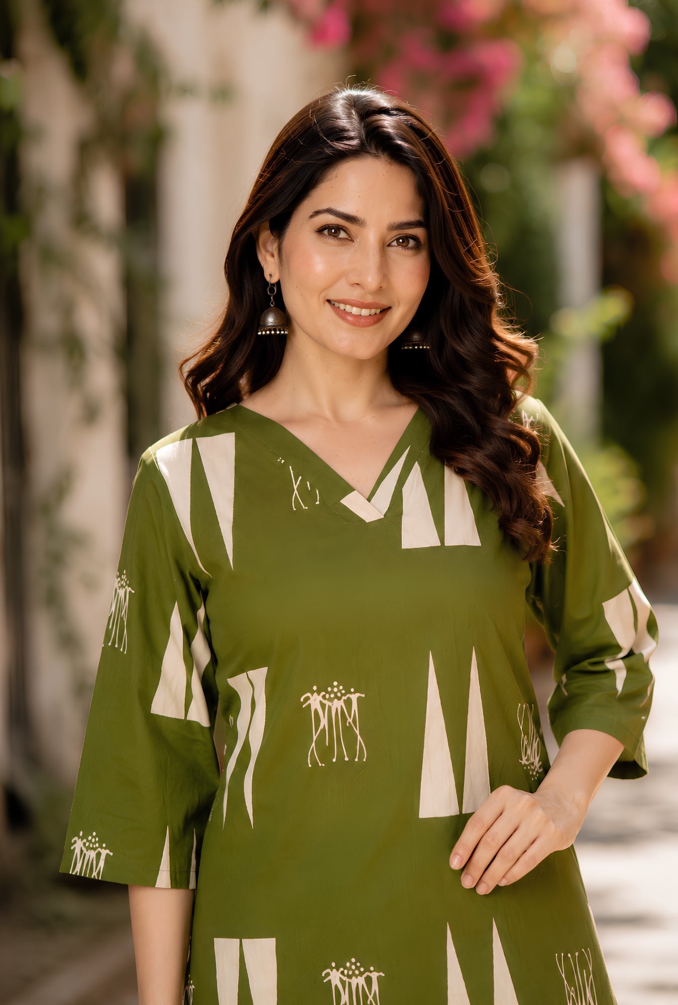 Abstract Aura Olive Printed Cotton Co-ords Set