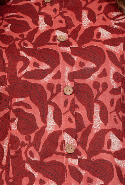 Rustic Petals Red Printed Cotton Co-ords Set