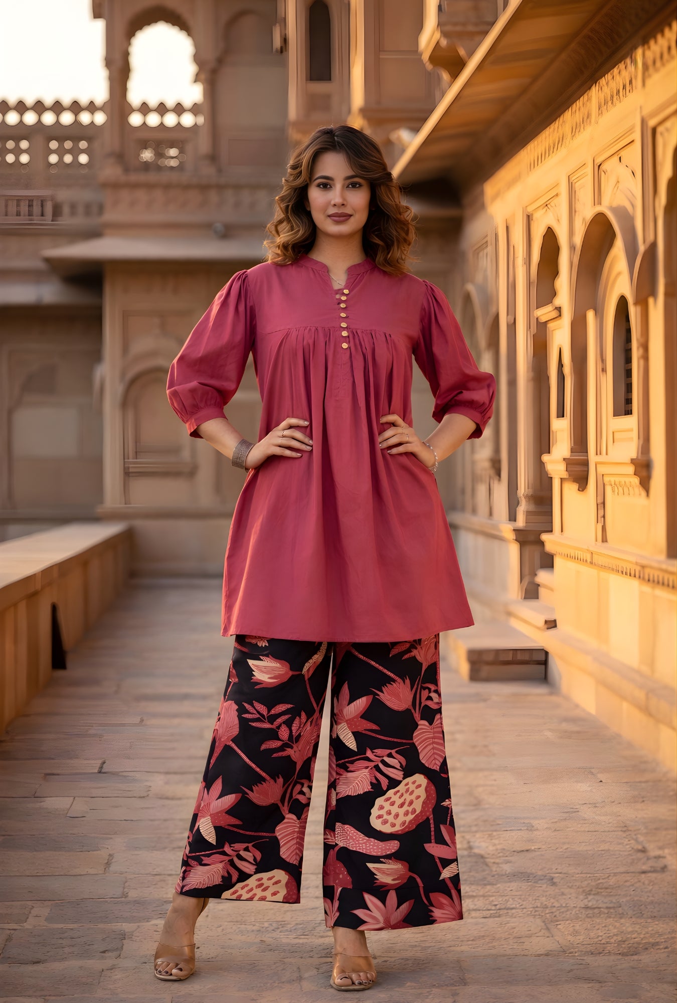 Sunshine Bloom Dusty Rose Co-Ord Set