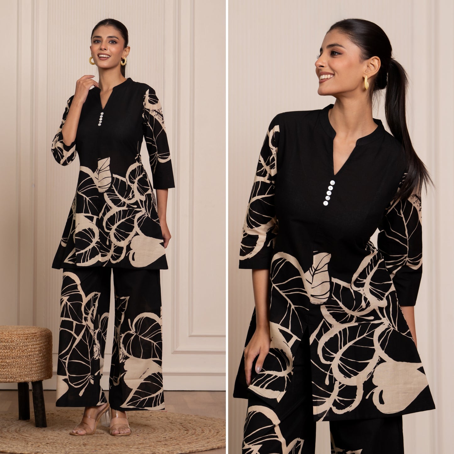 Mild Match Black Printed Cotton Co-ords Set