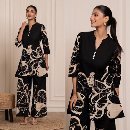 Mild Match Black Printed Cotton Co-ords Set