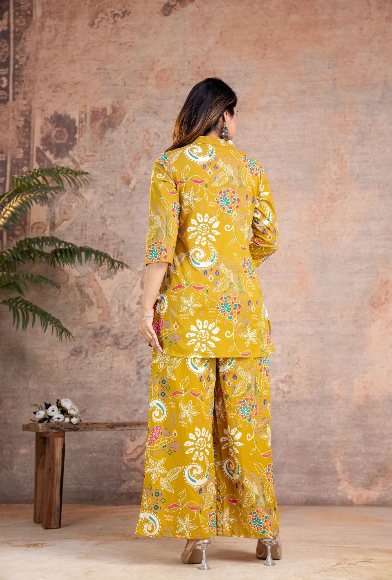 Folk Legends Mustard Printed Cotton Co-ords Set