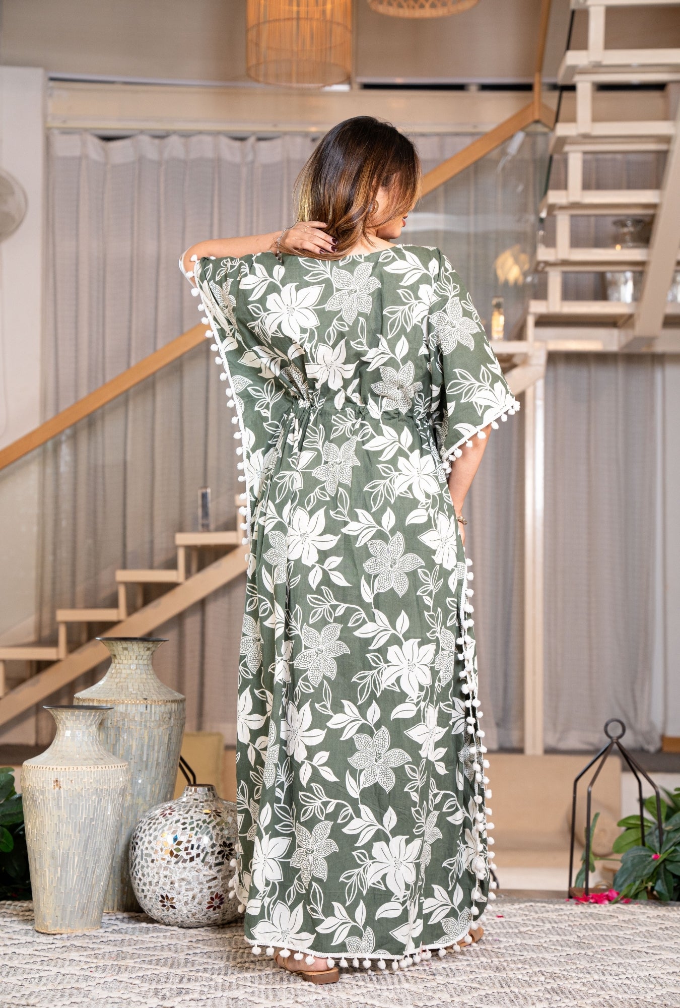 Camellia Green maternity wear Cotton Kaftan