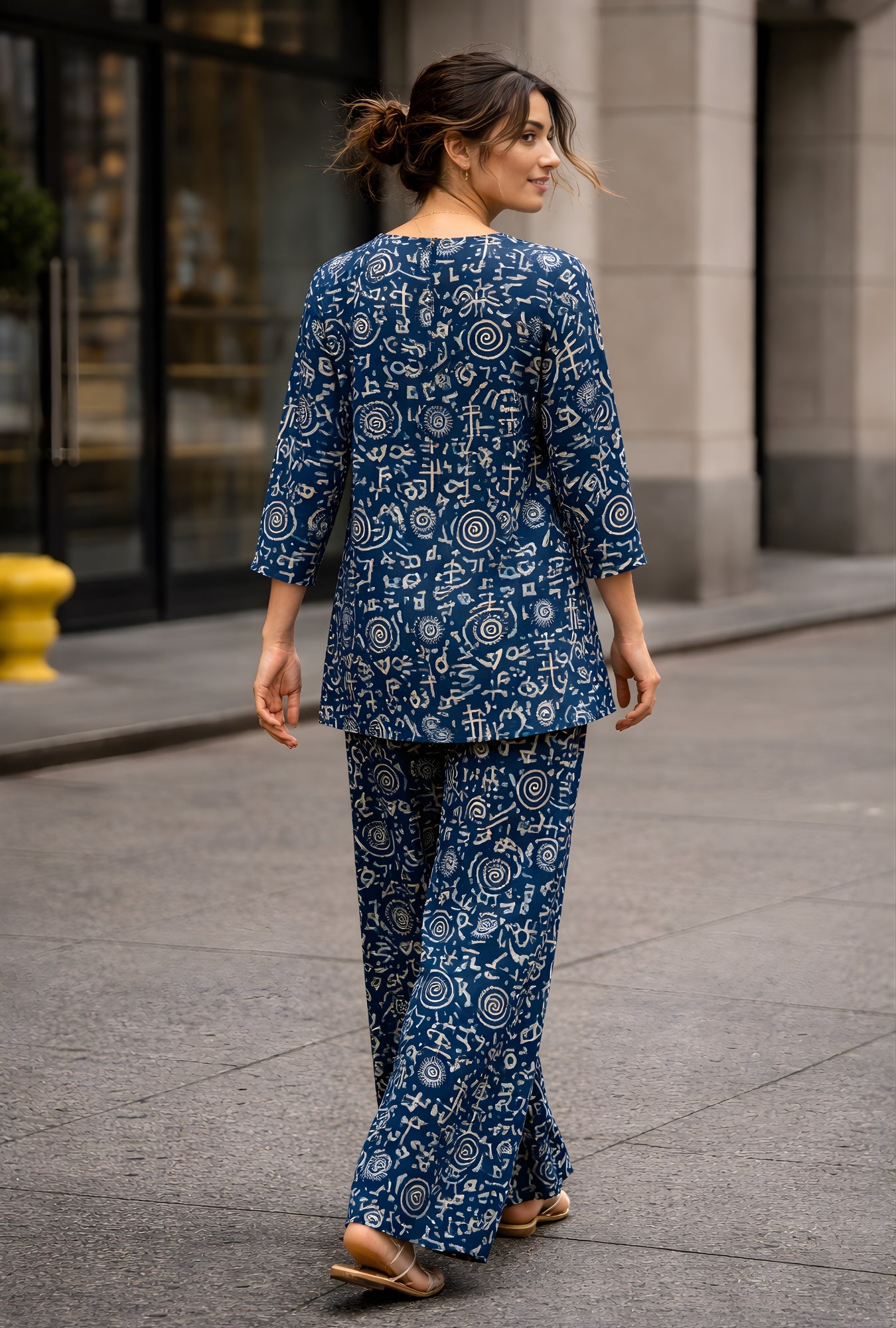 Indigo Tribal Blue Cotton Co-ord Set