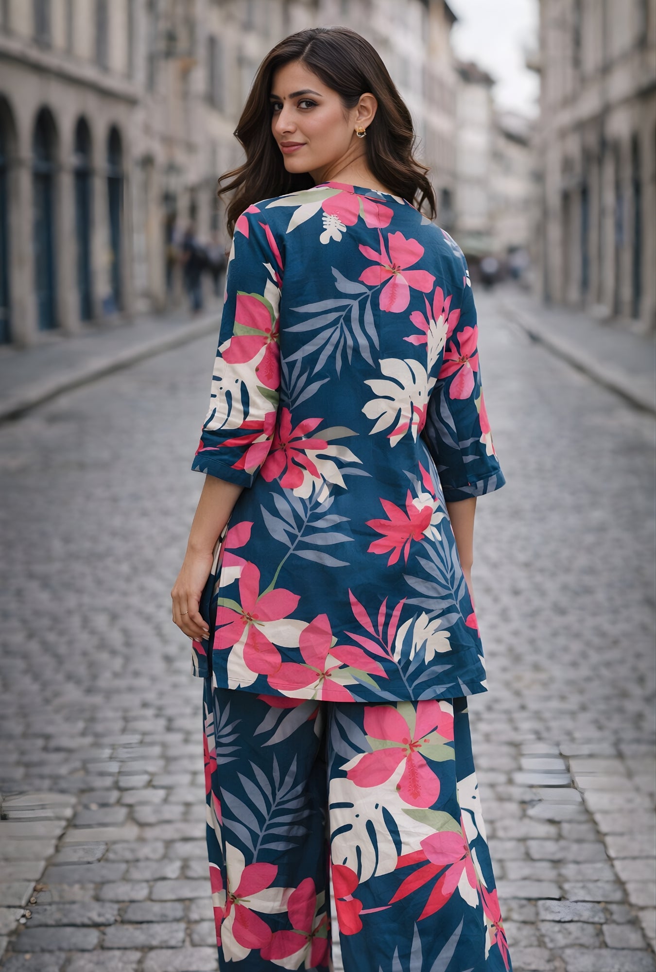 Riviera Floral Teal Cotton Co-ord Set