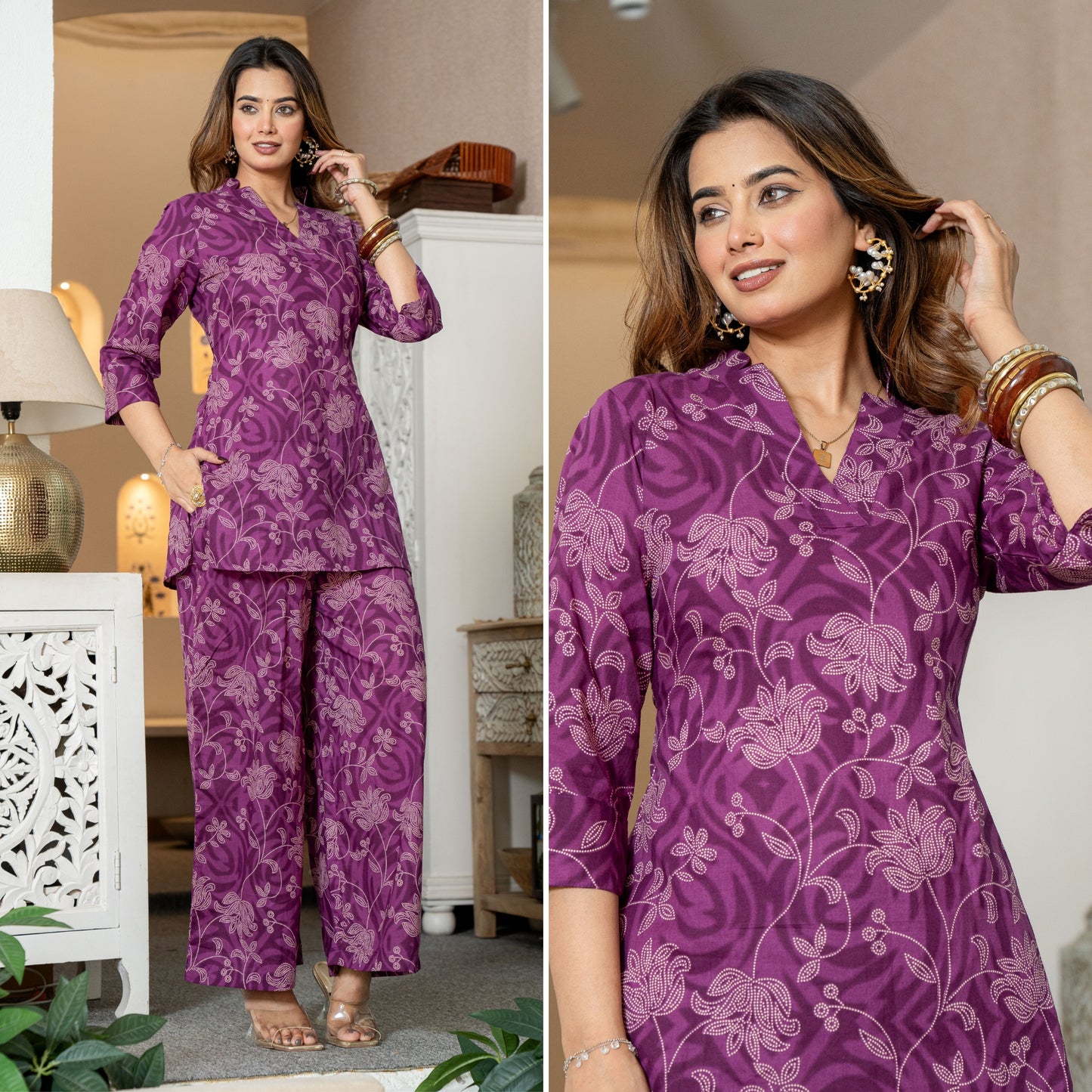 Desert Bloom Magenta Printed Cotton Co-ords Set