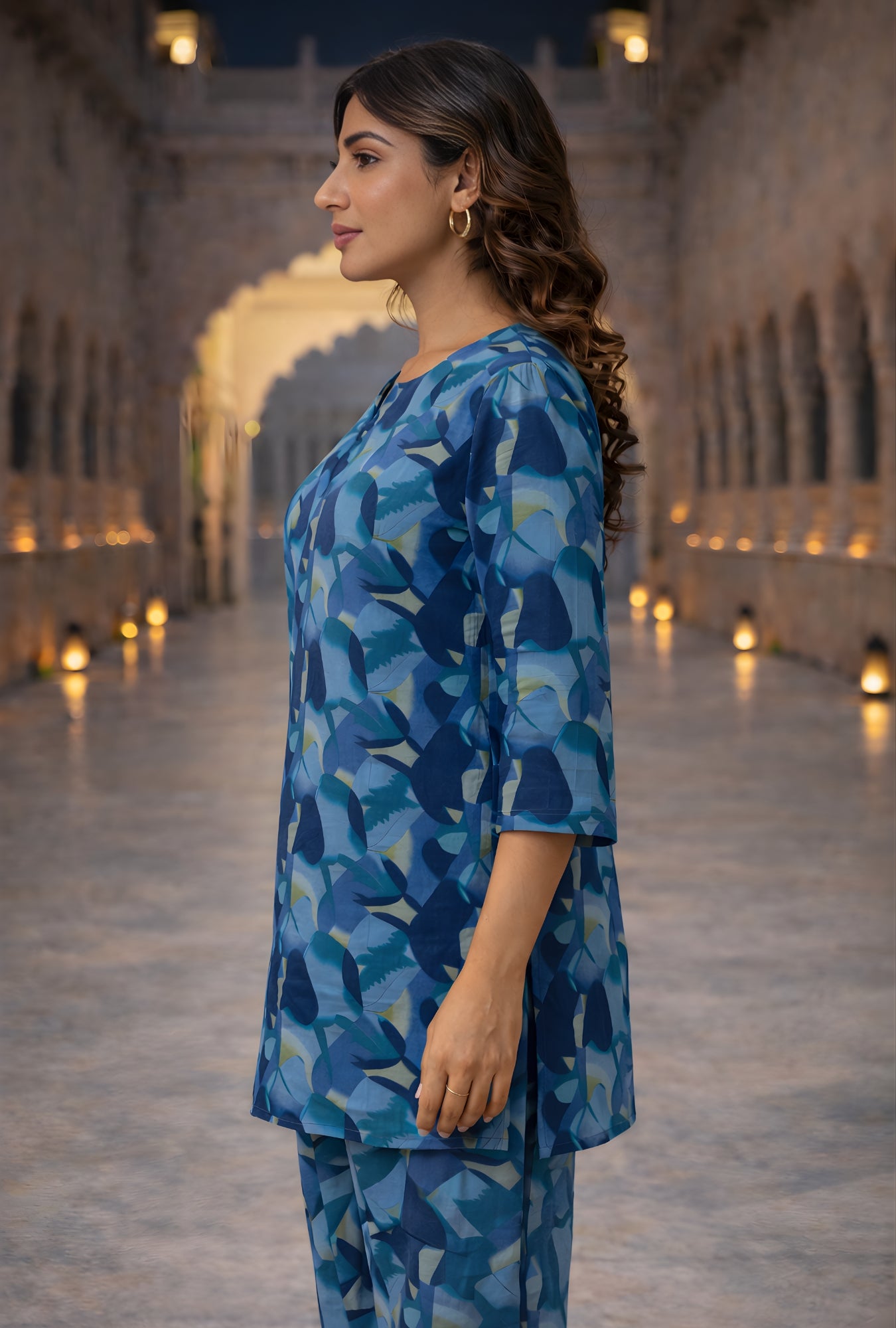 Hexa Blue Cotton Loungewear Co-ords Set