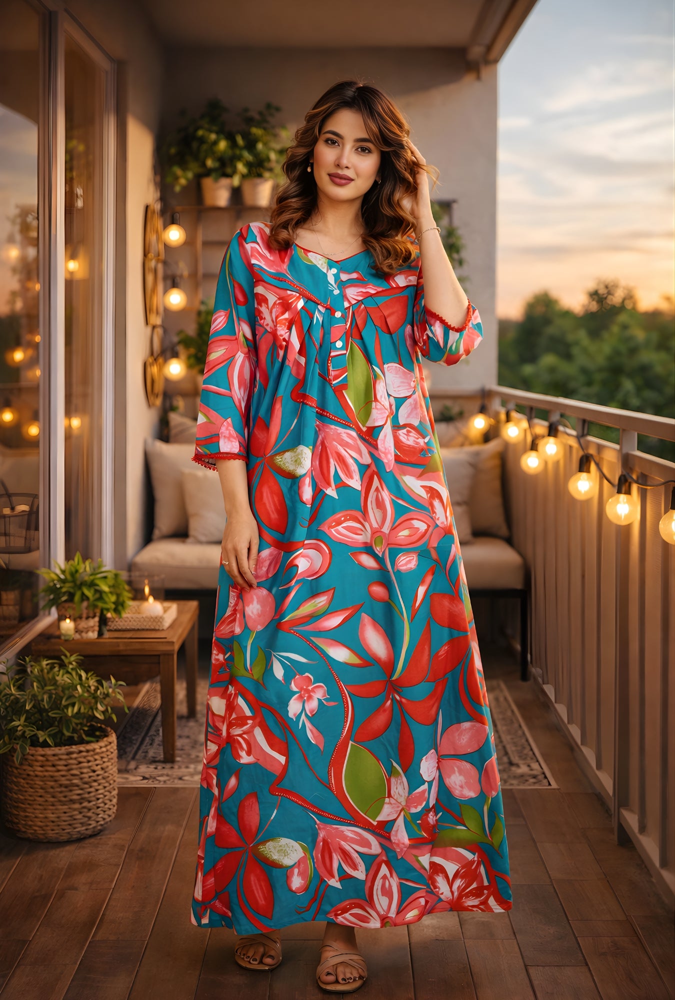 Tropical Breeze Floral Cotton Night Gown