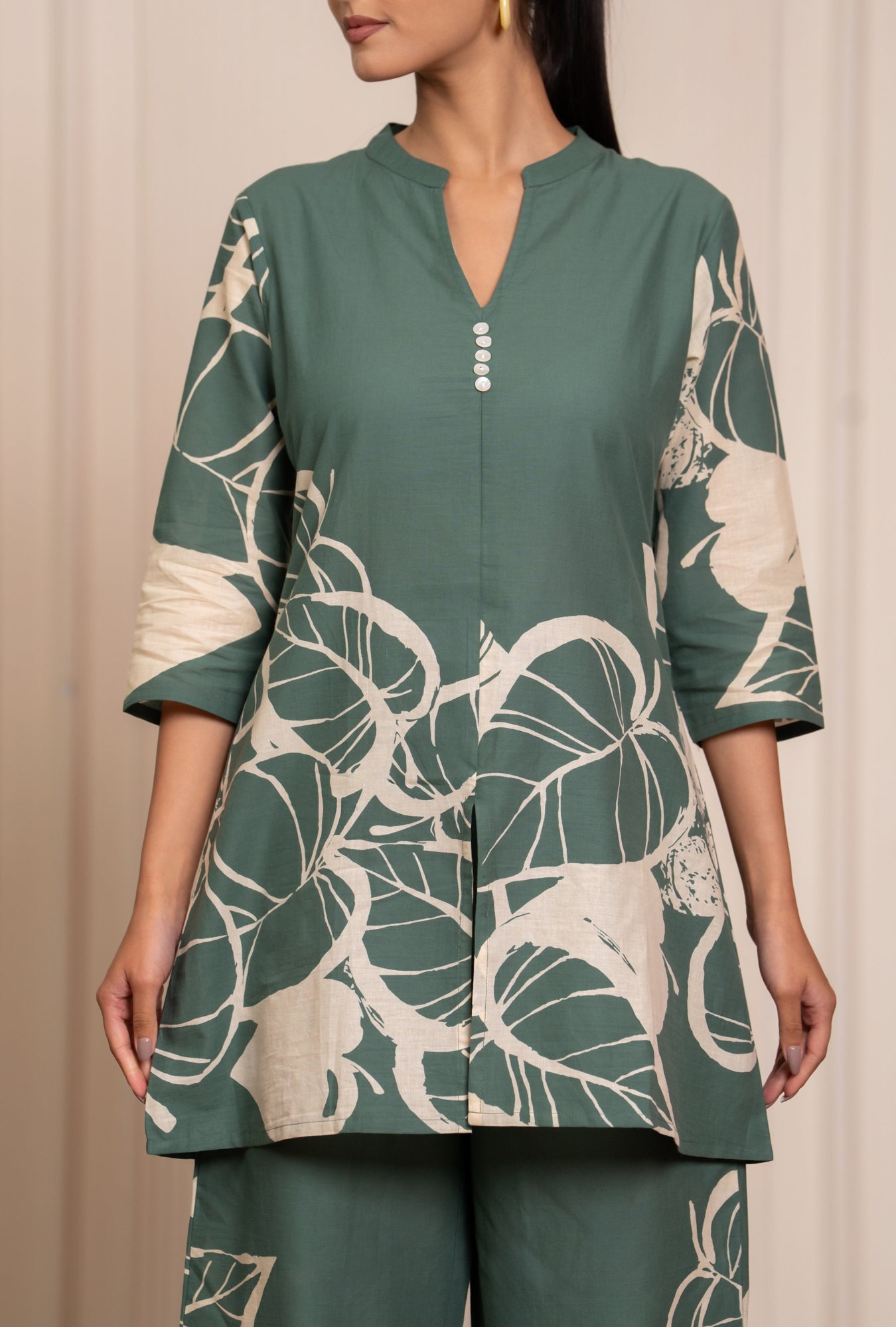 Mild Match Olive Printed Cotton Co-ords Set