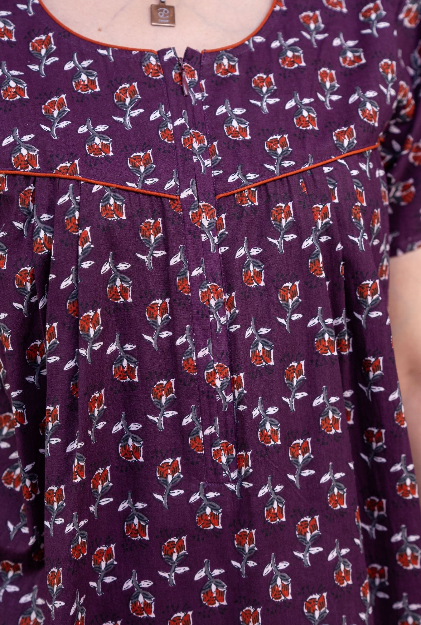 Dandelion Purple Cotton Printed Nightwear Gowns